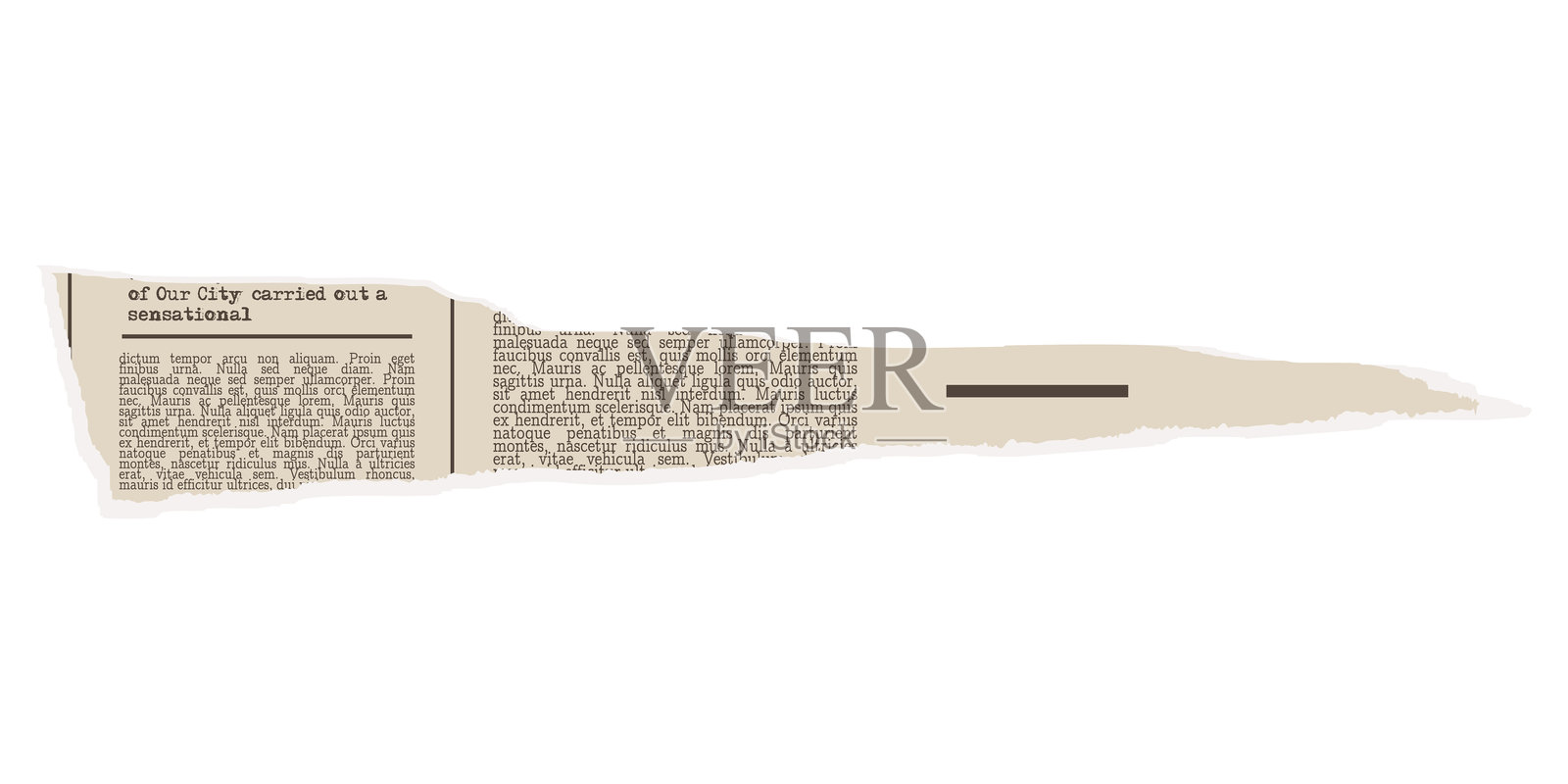 拼贴报纸撕裂元素。时尚复古纸张剪切，笔记本纸，撕裂破损。用于剪贴簿的旧报纸新闻纸。透明背景上的孤立矢量插图。插画图片素材