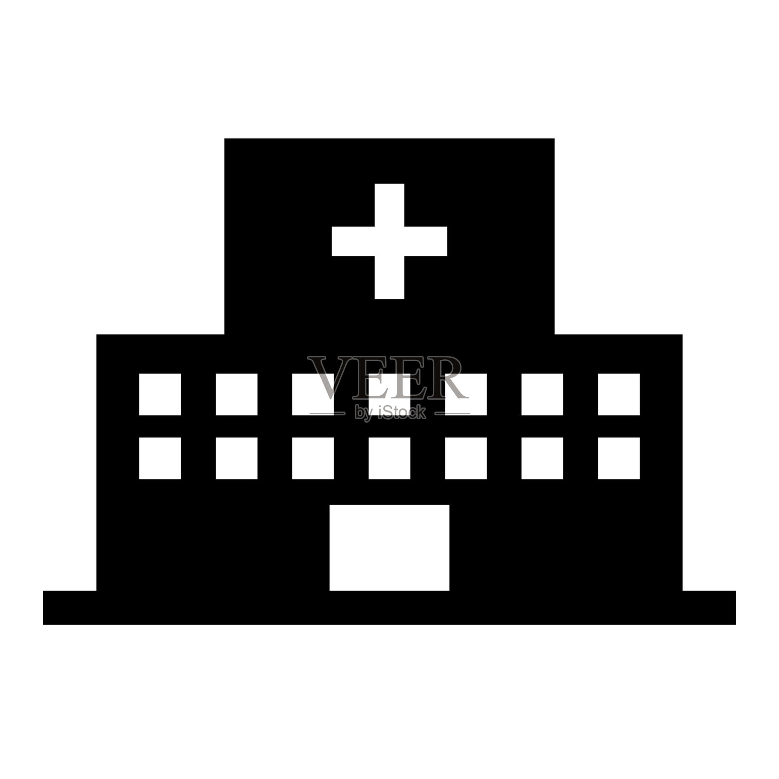 医院建筑轮廓图标。矢量。插画图片素材