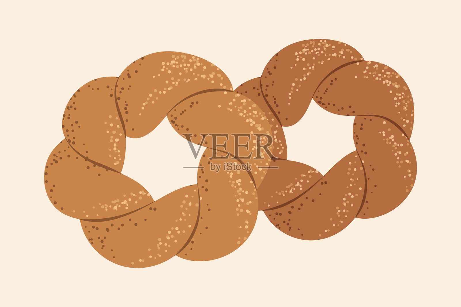 新鲜出炉的扭曲面包，适合面包店菜单或食品设计。插画图片素材