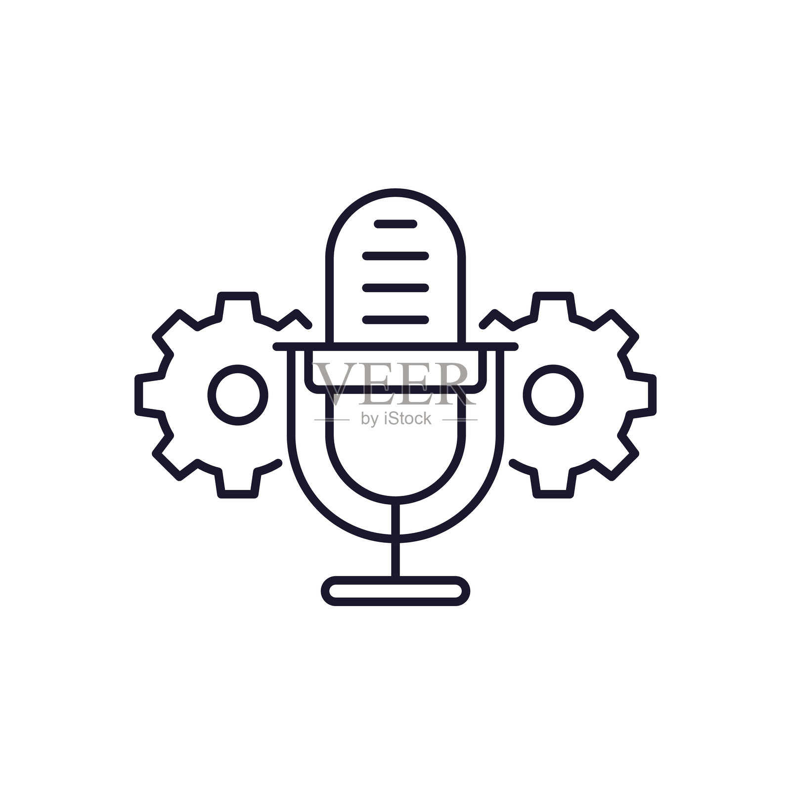 麦克风图标，音频设置线条矢量图插画图片素材