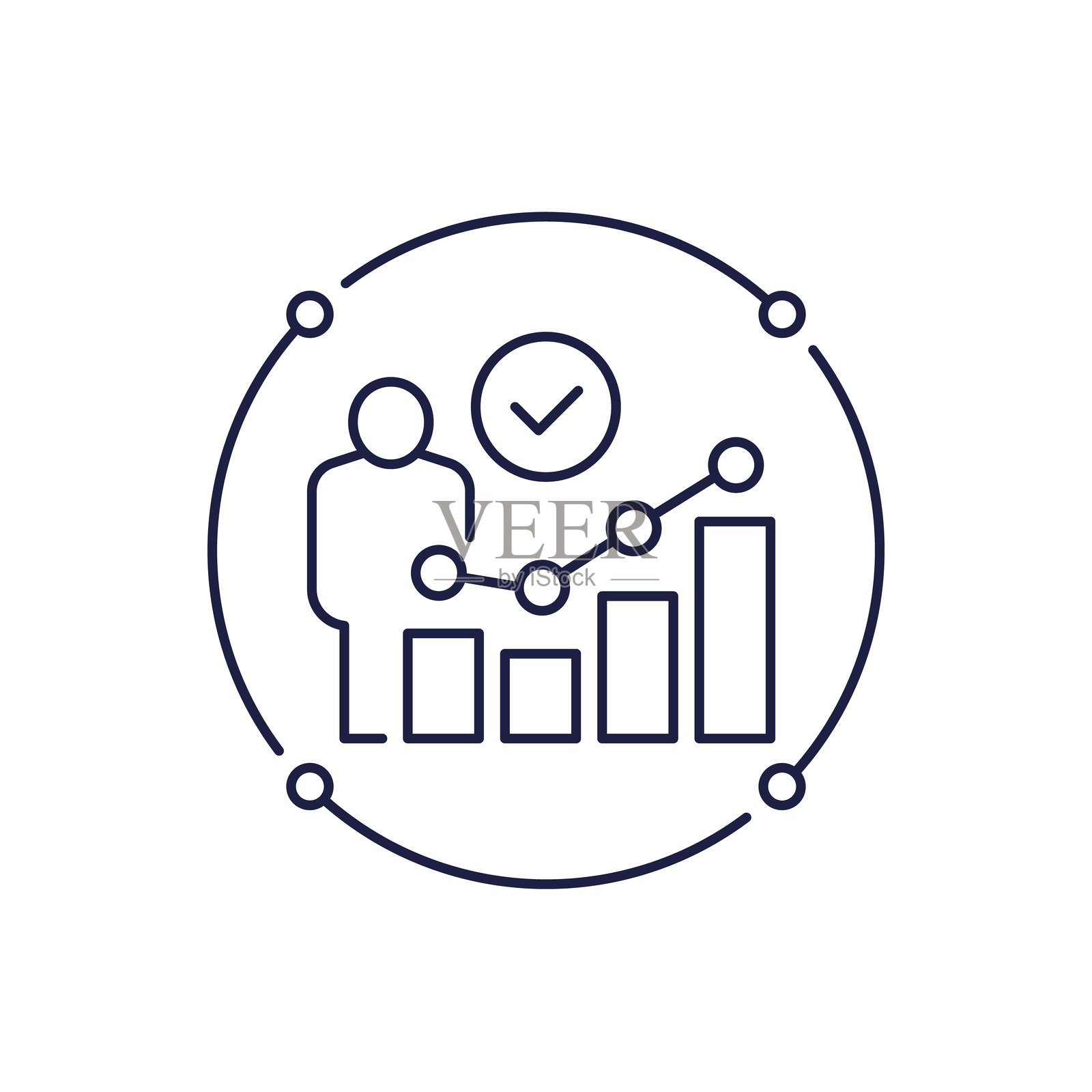 带有图表的客户人口统计线条图标插画图片素材