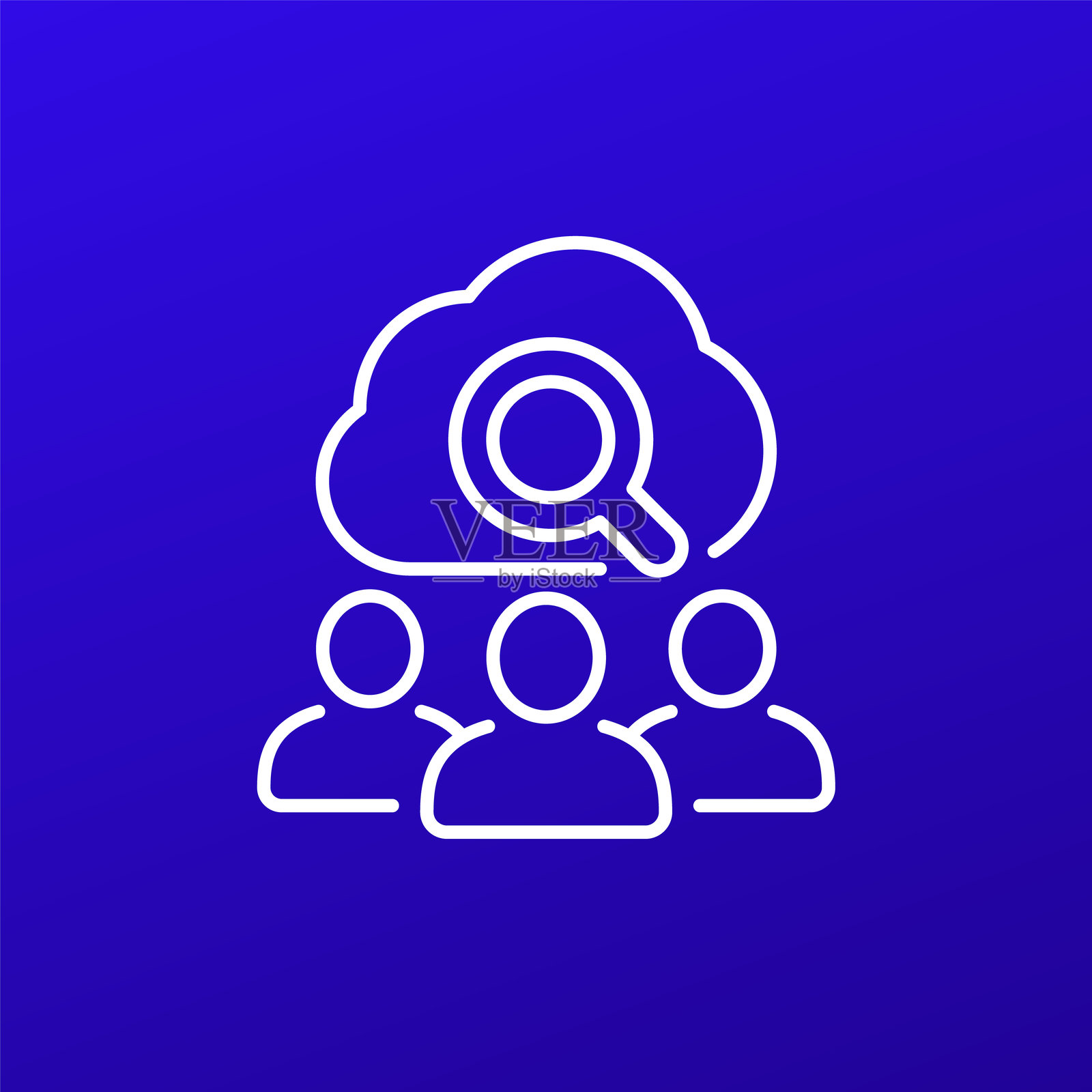 带有用户的云搜索图标，线条矢量设计插画图片素材