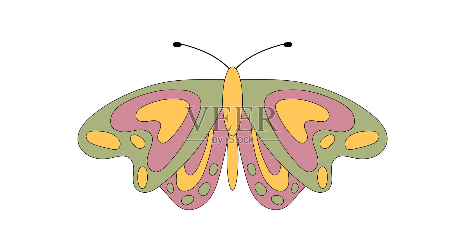 复古迷幻蝴蝶图案风格插画图片素材