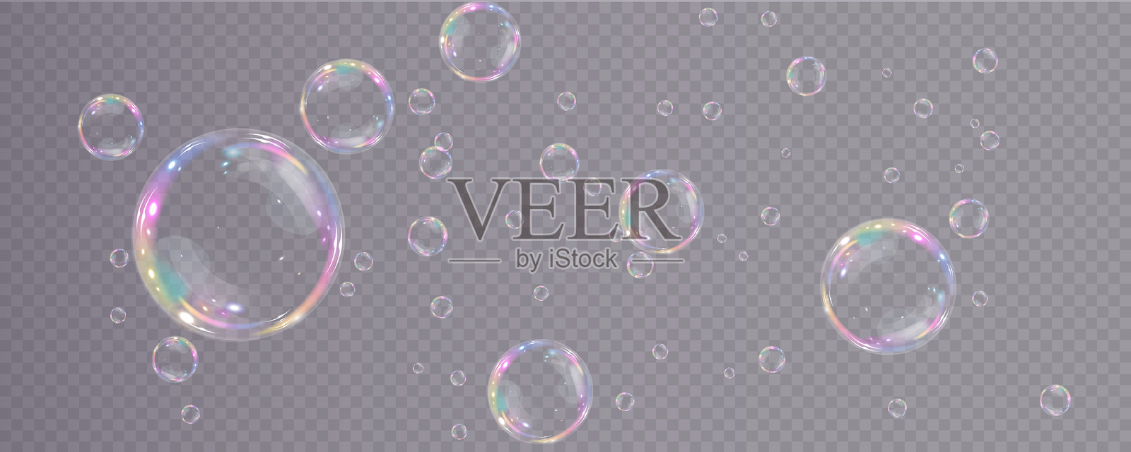 现实的肥皂泡在透明背景上漂浮的矢量插图插画图片素材