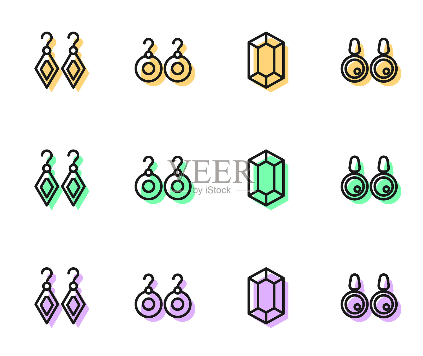 宝石耳环图标，矢量图插画图片素材