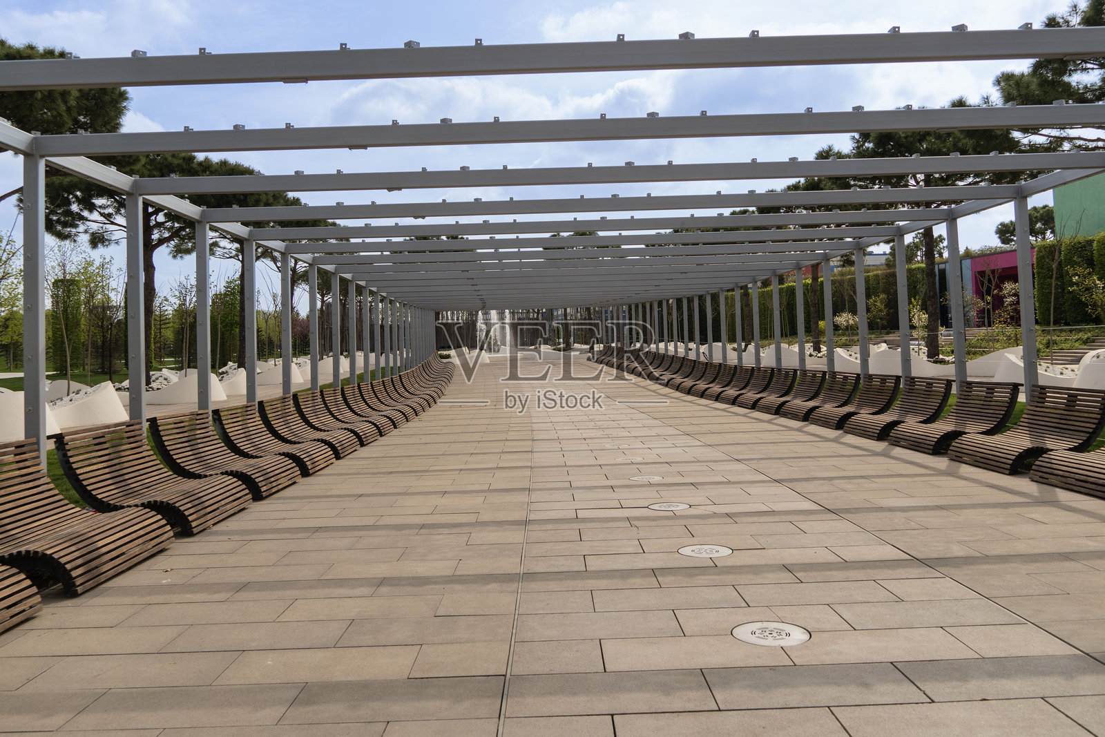 舒适的长椅位于名为“三喷泉”的休闲区。城市公共公园“克拉斯诺达尔”更为人所知的是“加利茨基公园”。照片摄影图片