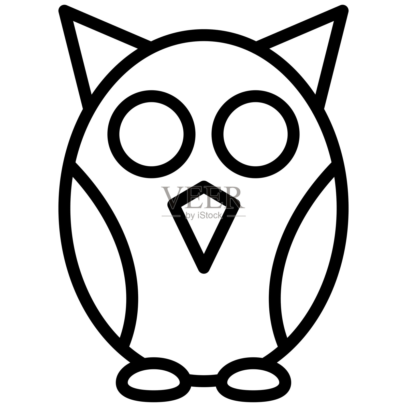 猫头鹰轮廓图标，黑白轮廓图标符号插画图片素材