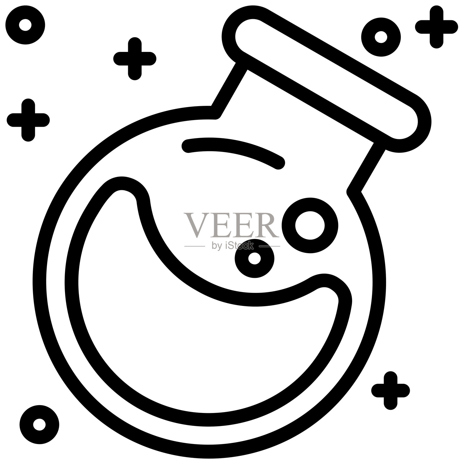 黑白轮廓图标的烧瓶轮廓符号插画图片素材