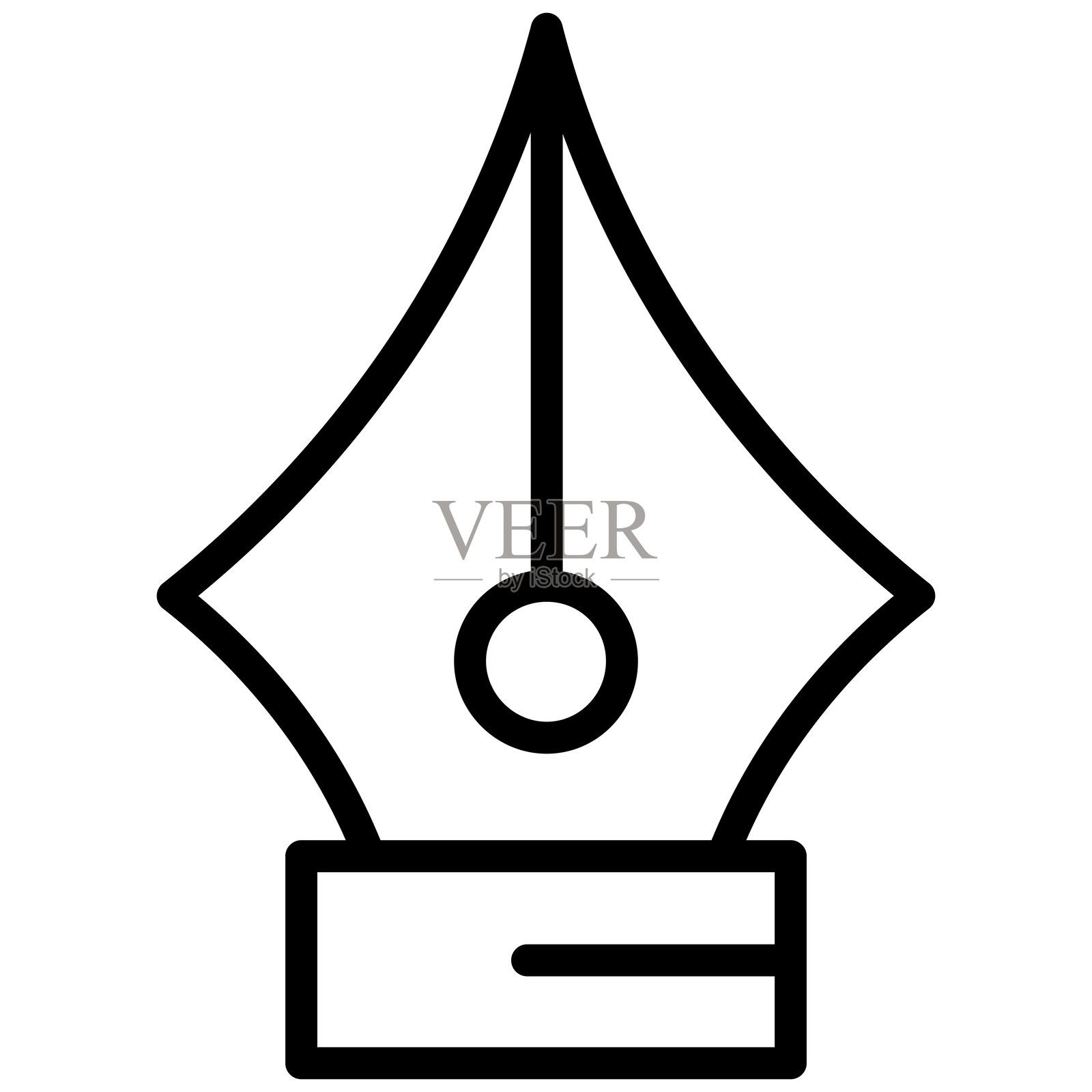 笔尖图标，黑白轮廓图标符号插画图片素材