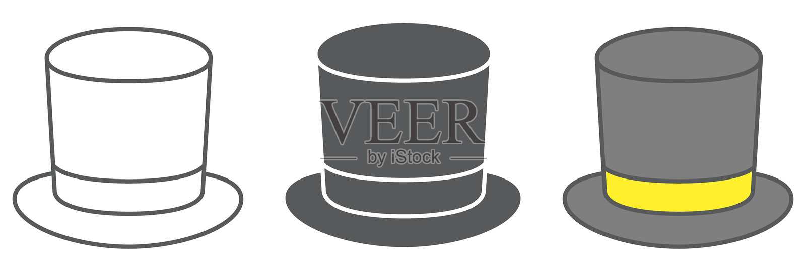 圆顶帽线条图标，服装与经典，绅士帽标志矢量图形，可编辑线条图标，eps 10。插画图片素材