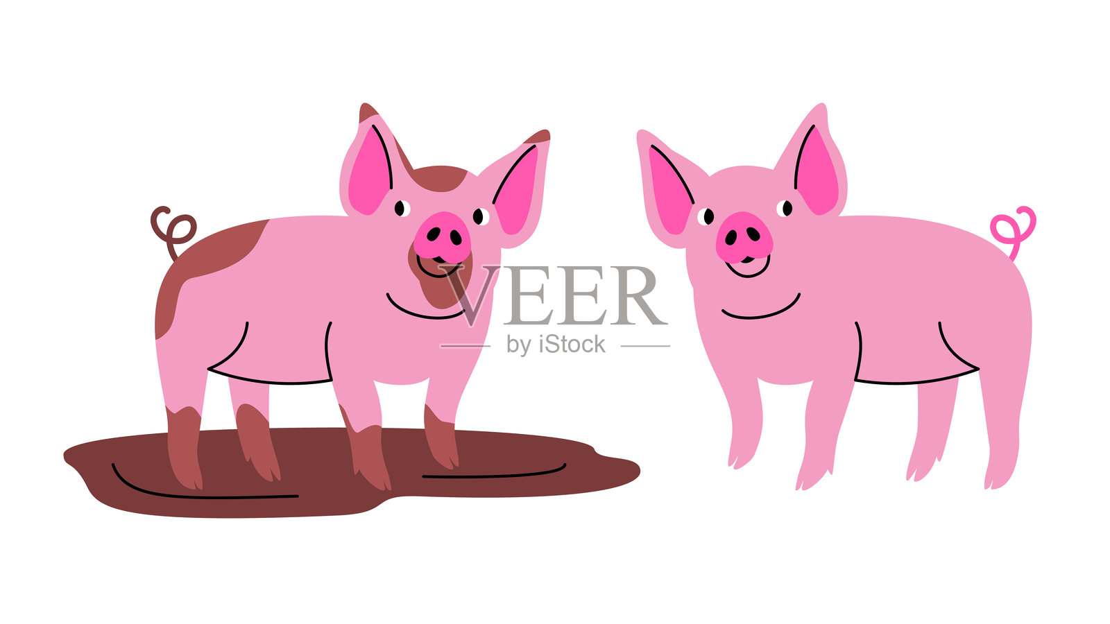 有趣的小猪插图矢量集插画图片素材