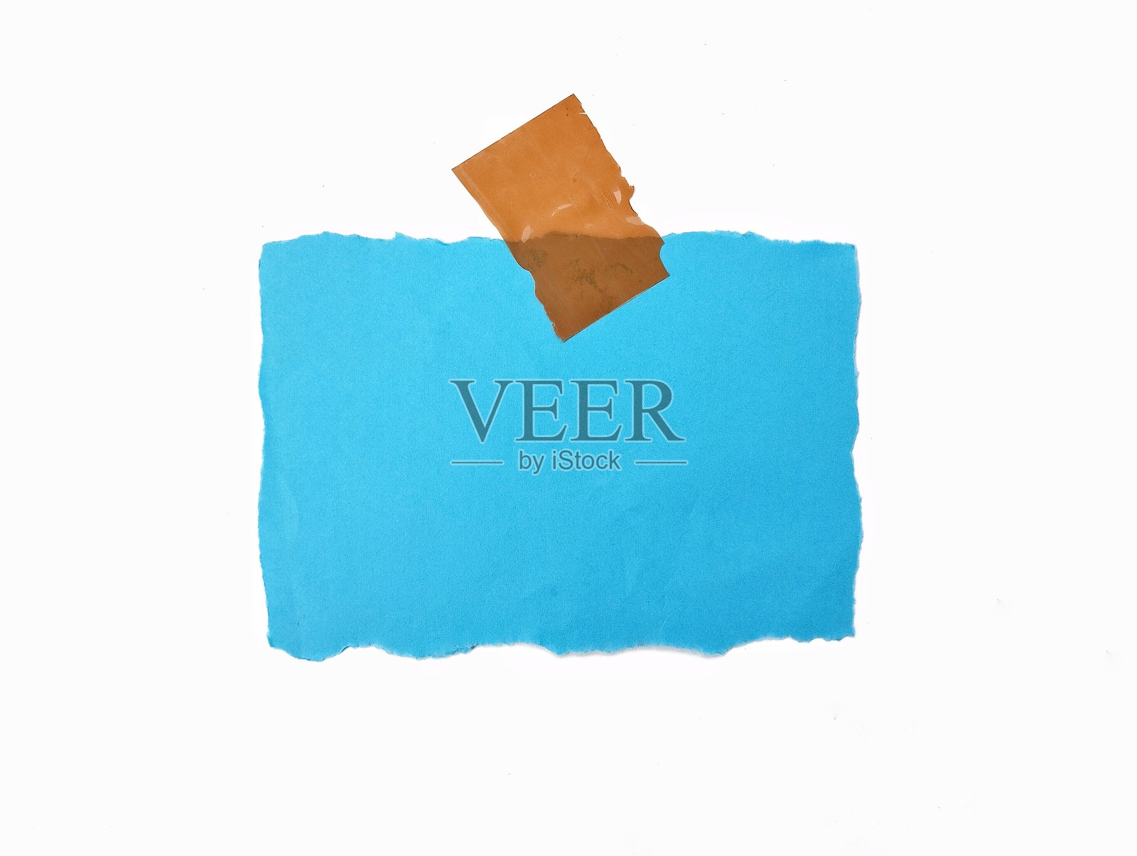 白色背景上的蓝色撕裂便条纸照片摄影图片