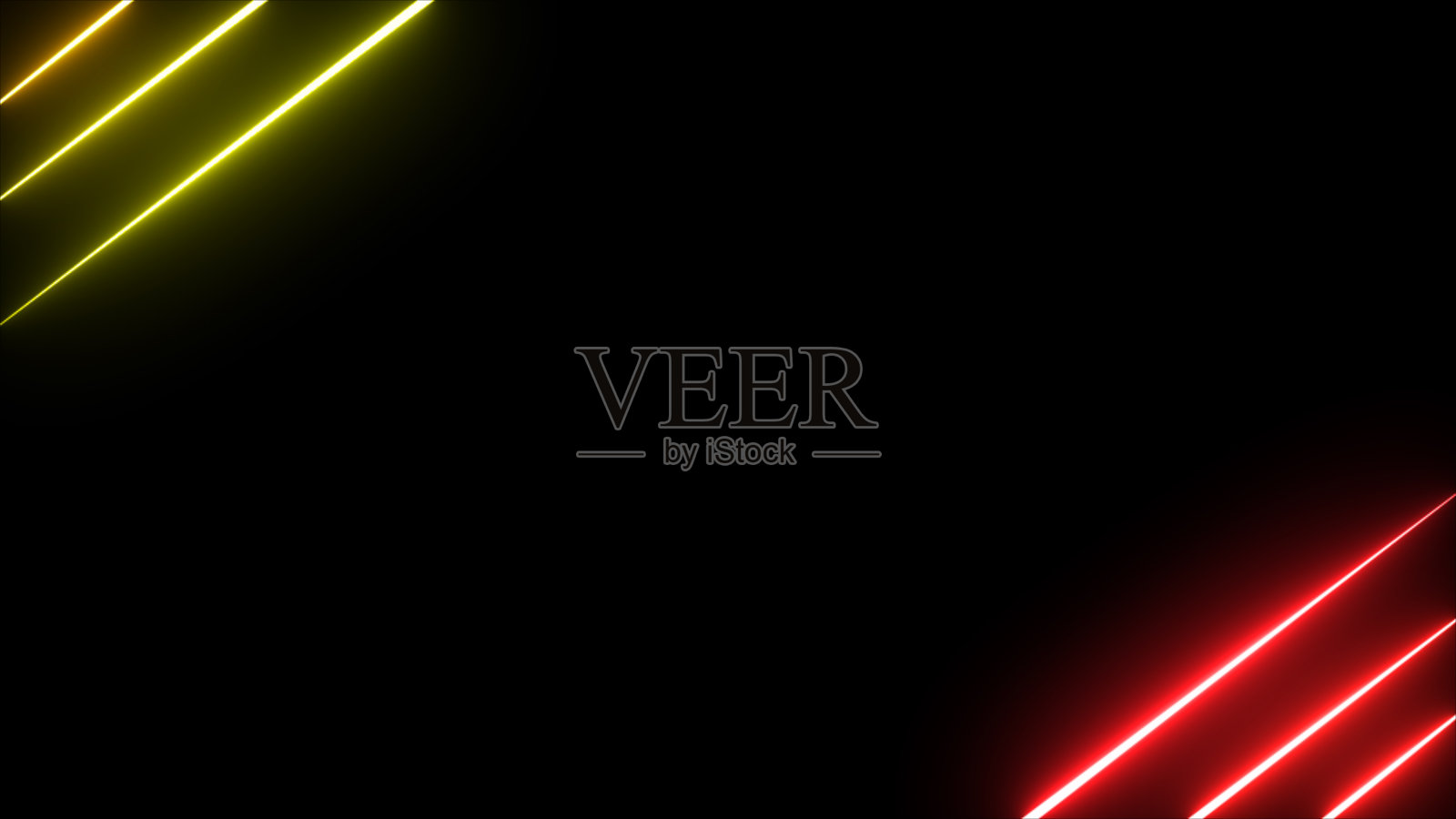 霓虹灯光线。黑色背景上的反射橙色和红色霓虹灯。柔和的光流背景，带有明亮的发光彩色条纹。照片摄影图片