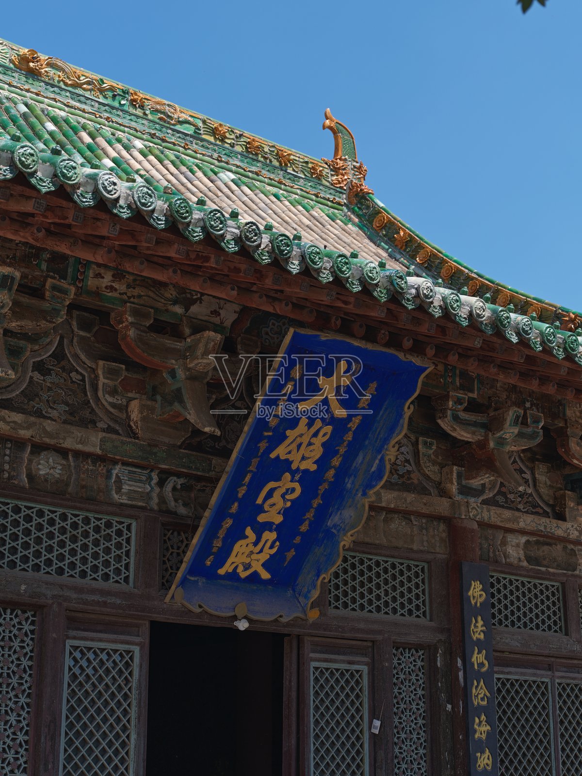 中国山西省应县净土寺的建筑细节照片摄影图片