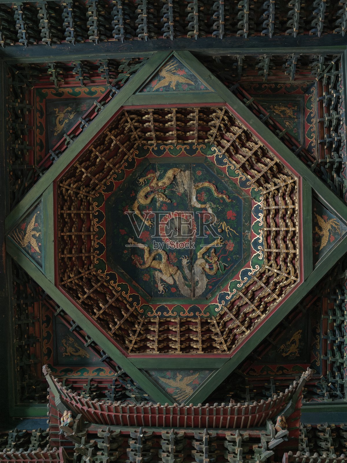 中国山西省应县净土寺的建筑细节照片摄影图片