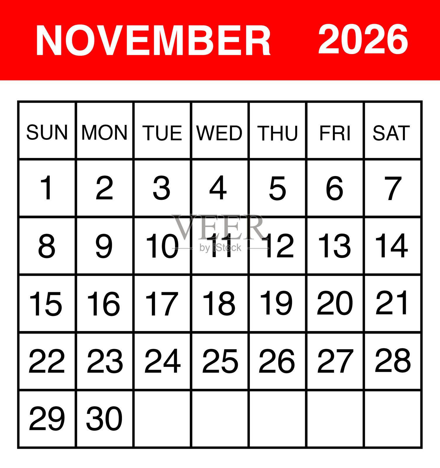 2026年11月日历插画图片素材