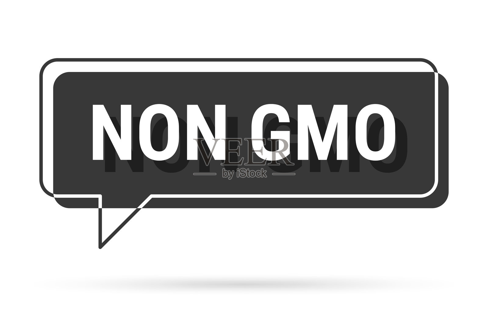 非转基因 - 白色背景上的3D黑色对话气泡插画图片素材