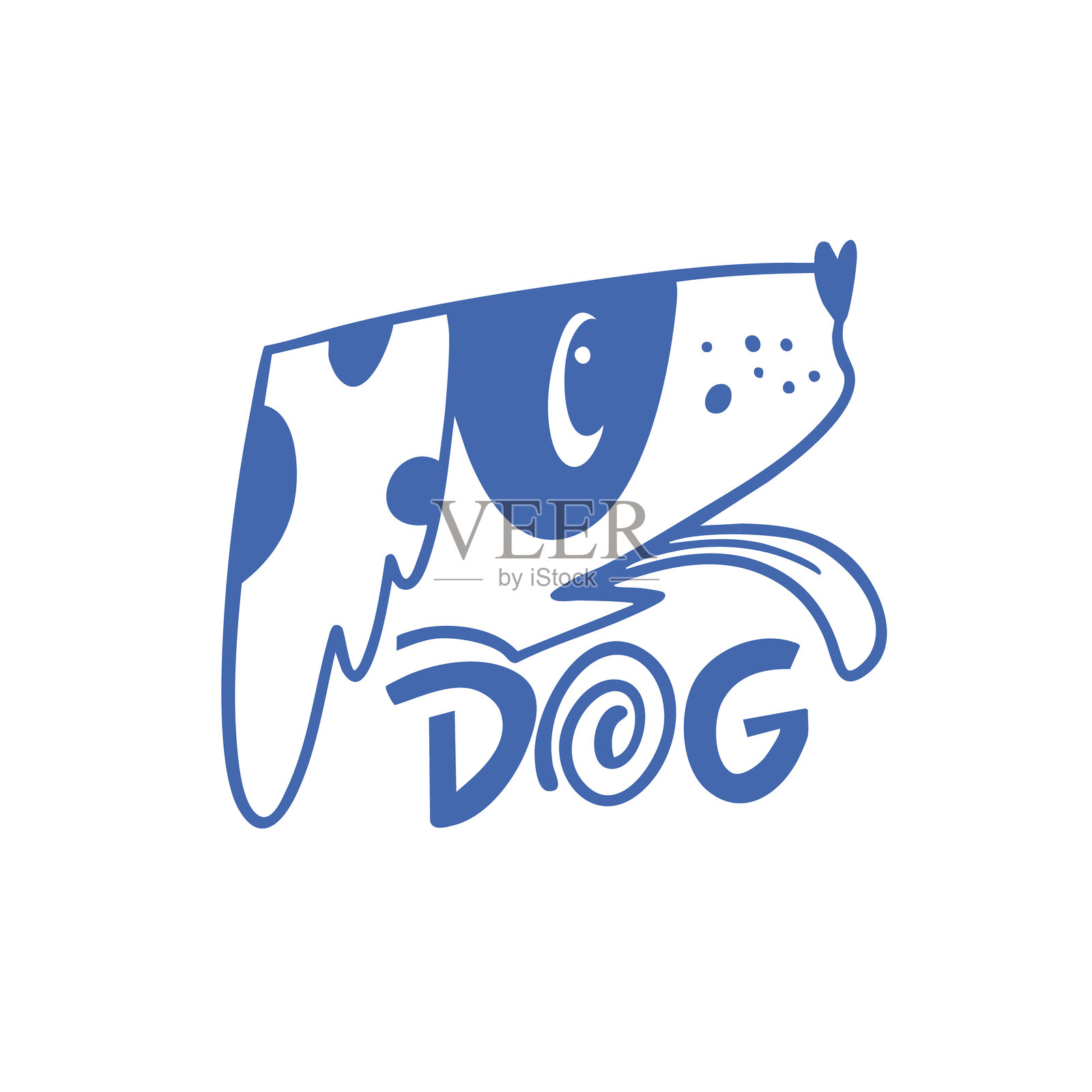 动物标志狗和文字标志。搞笑的矢量艺术插图插画图片素材