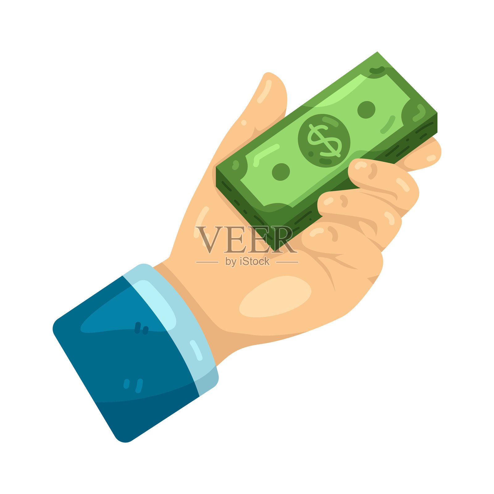 手握钞票插画图片素材
