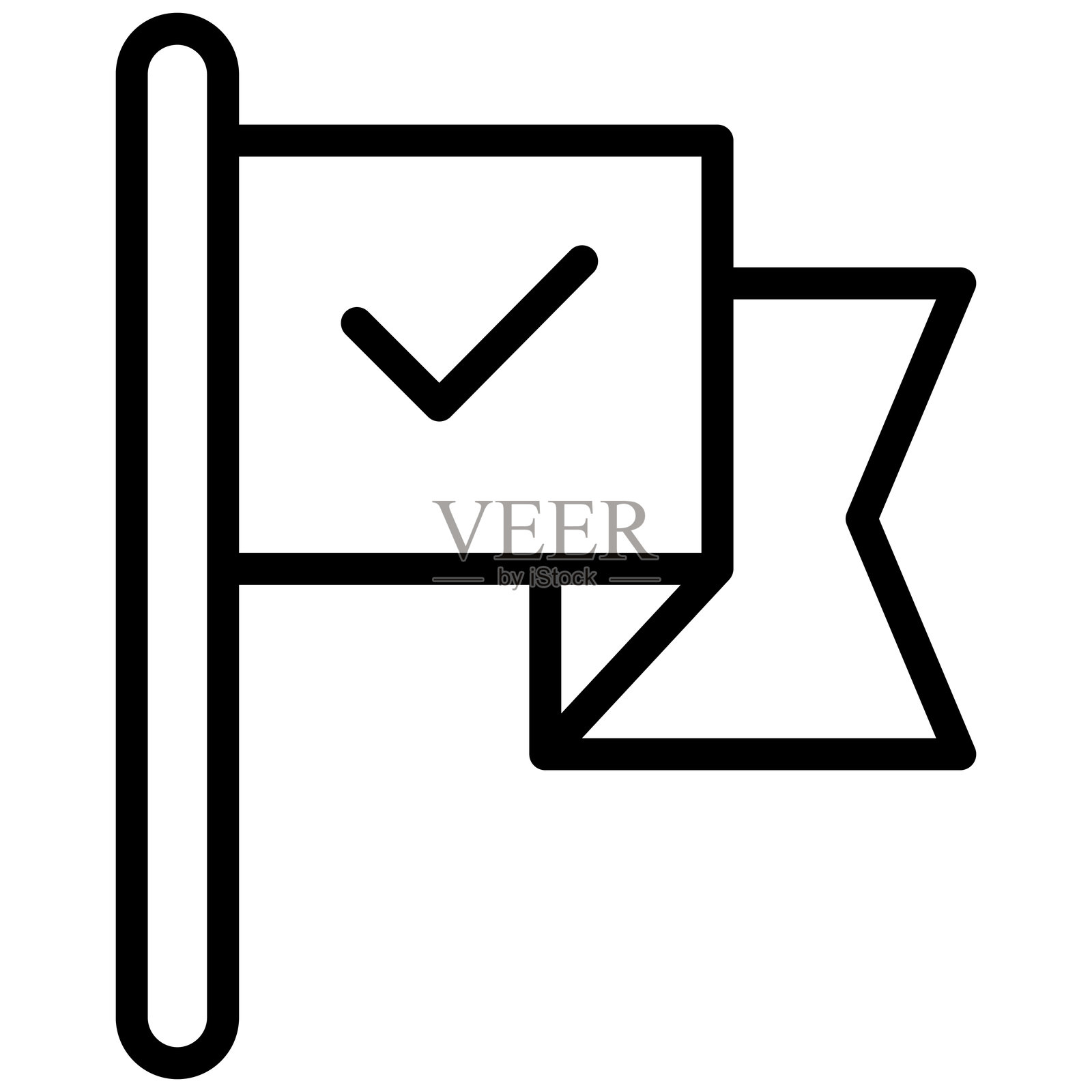 旗帜轮廓图标，黑白轮廓图标符号插画图片素材