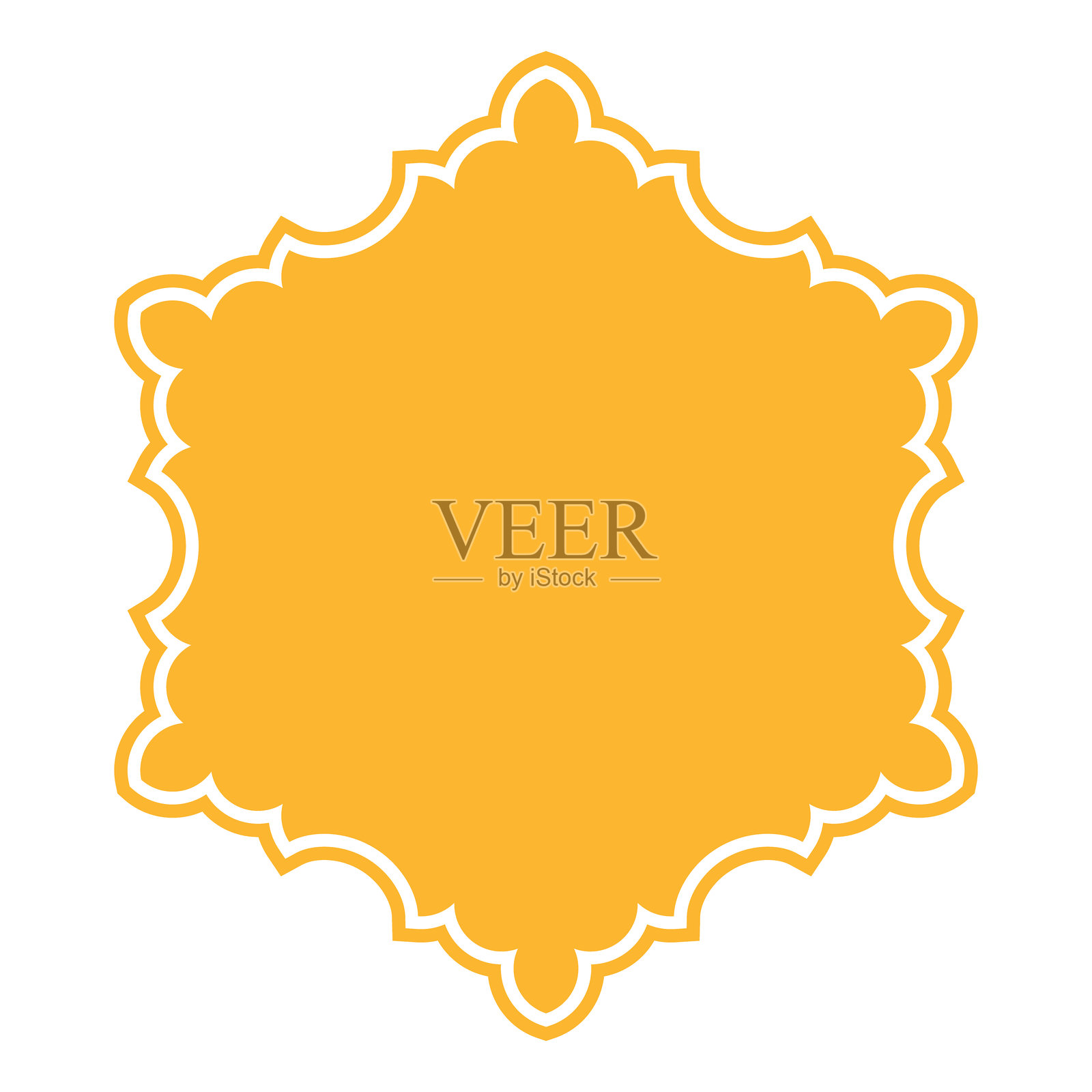 华丽的金色六边形框边设计插画图片素材