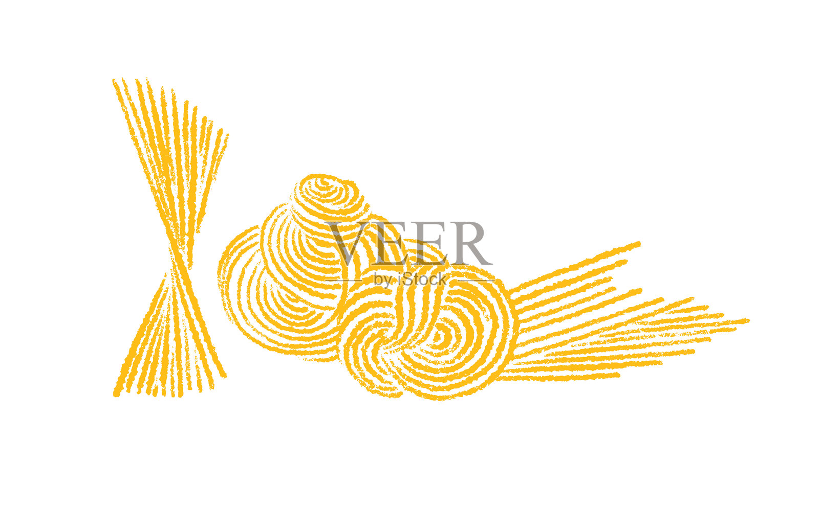 意大利面，意大利面条蜡笔插图。通心粉艺术插画图片素材