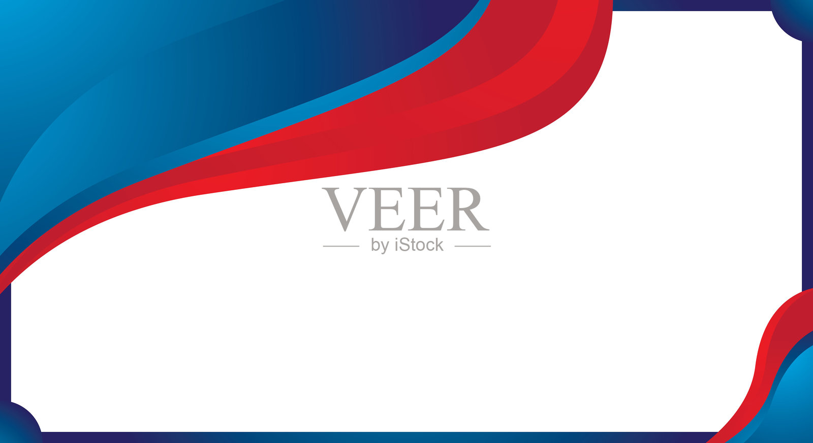 抽象证书模板背景，带有蓝色和红色波浪插画图片素材