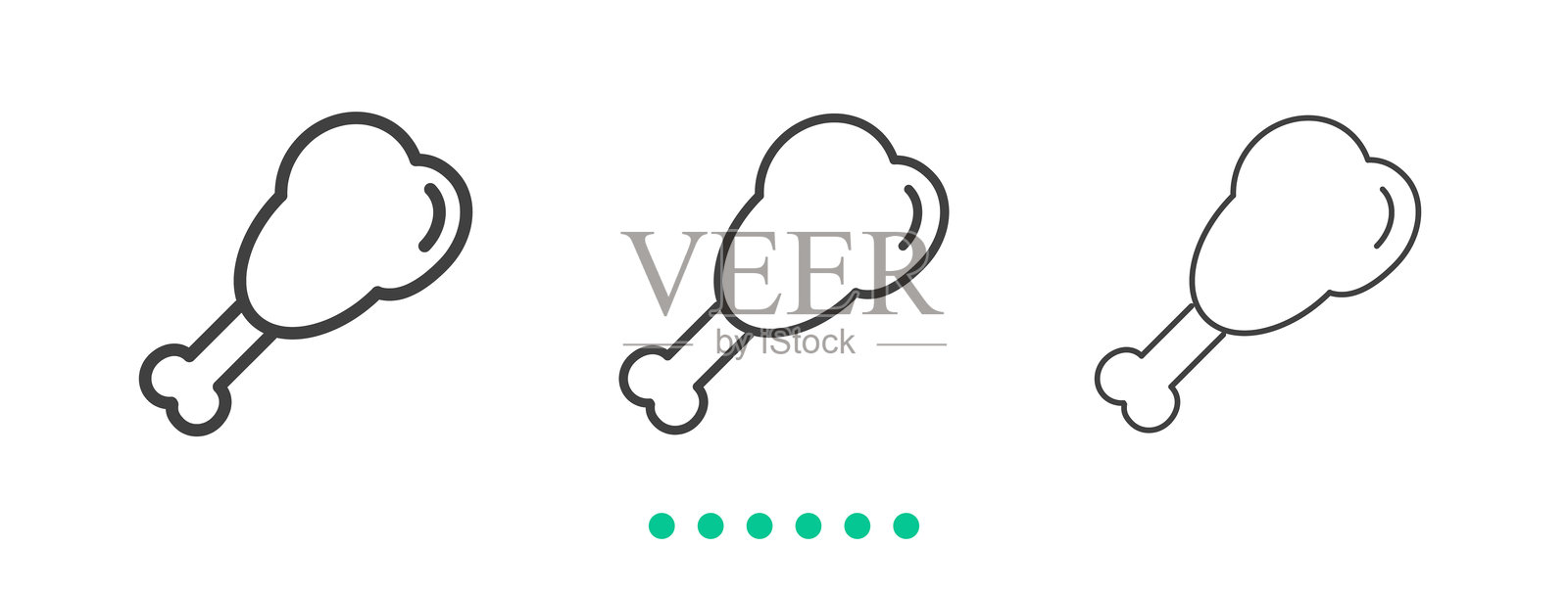 炸鸡腿图标。细线图标矢量图插画图片素材