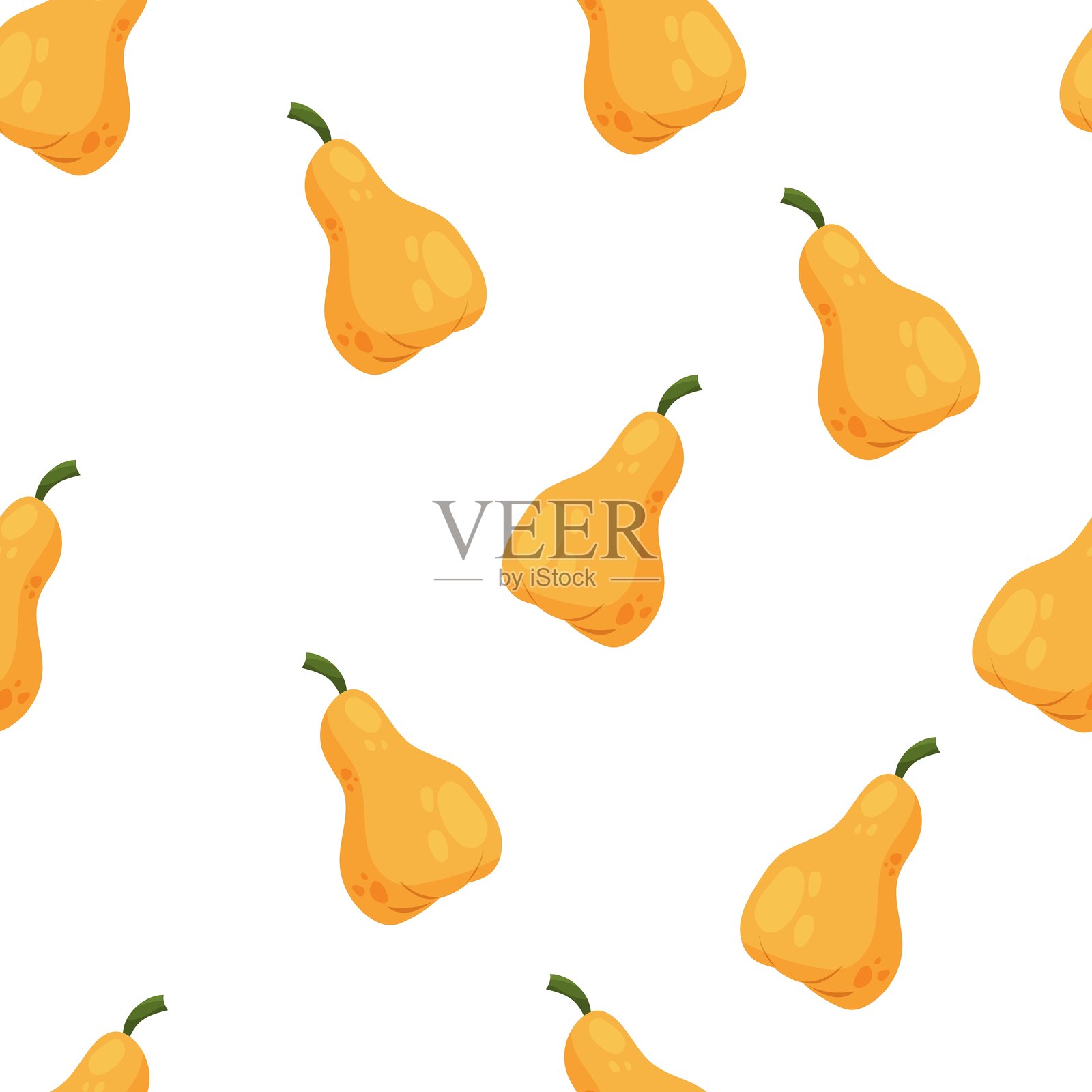 无缝图案的黄色梨子插画图片素材
