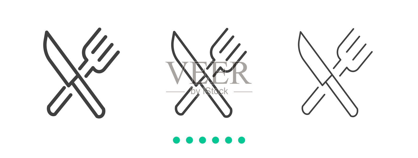 餐具图标。细线图标矢量图插画图片素材