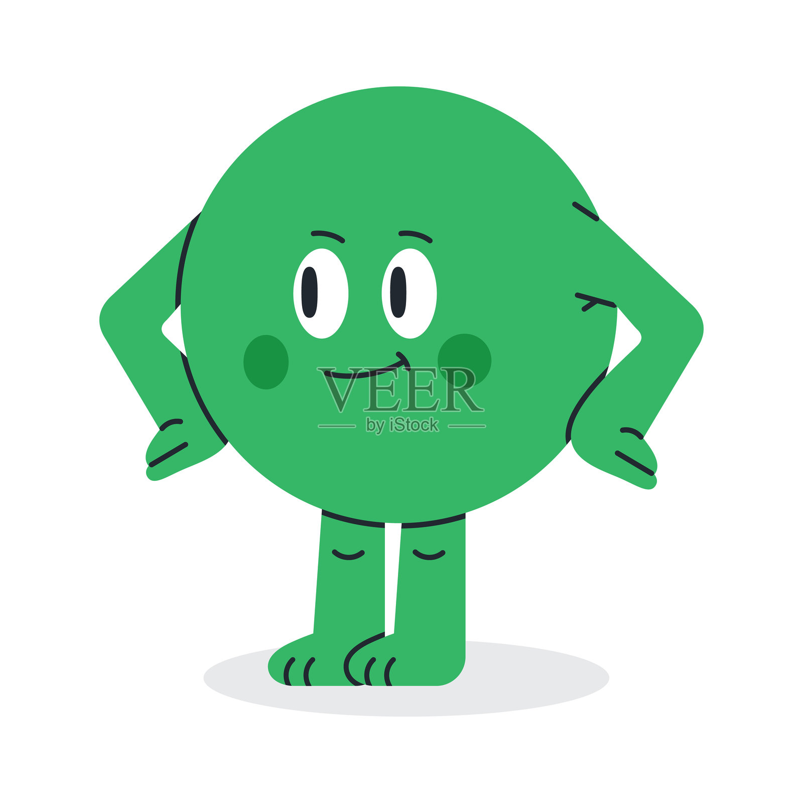 几何圆形吉祥物。用于数学学校学习的圆形图案，带有搞笑表情的扁平矢量插图。可爱的吉祥物，面带搞笑表情。插画图片素材