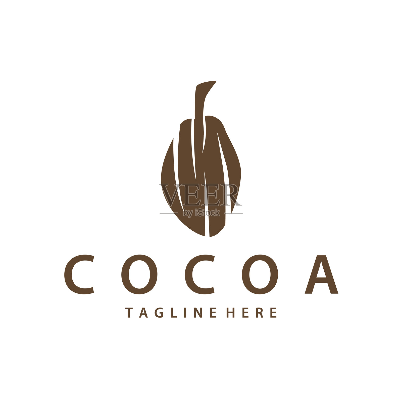 可可豆标志设计概念，水果巧克力饮料轮廓及种植园符号插图图标模板矢量设计插画图片素材