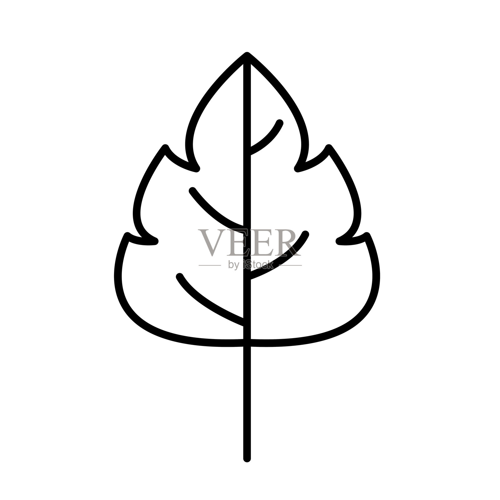 细线条风格的树叶图标矢量图插画图片素材