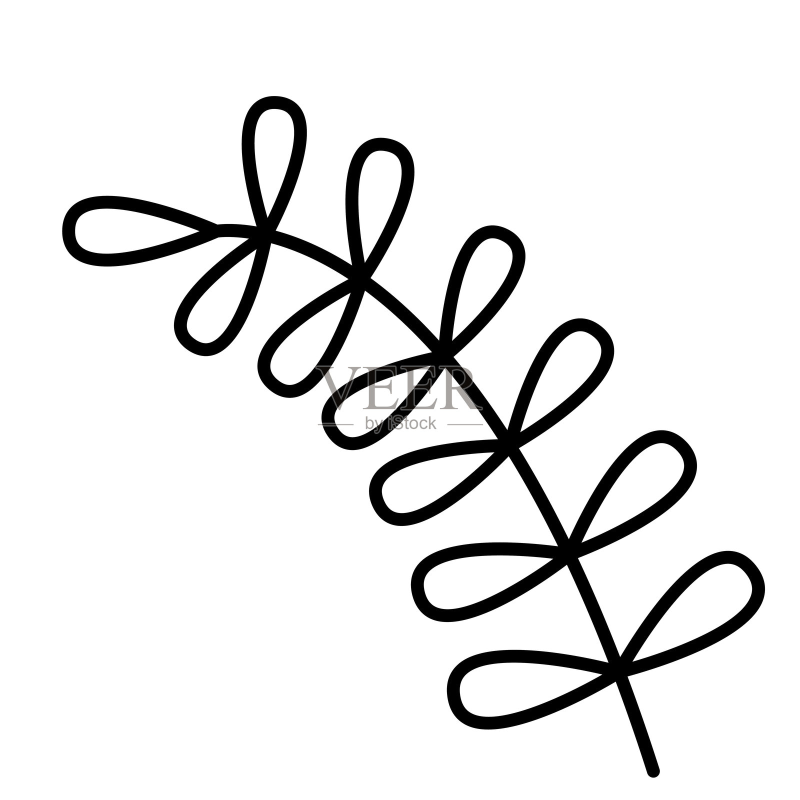 细线条风格的树叶图标矢量图插画图片素材