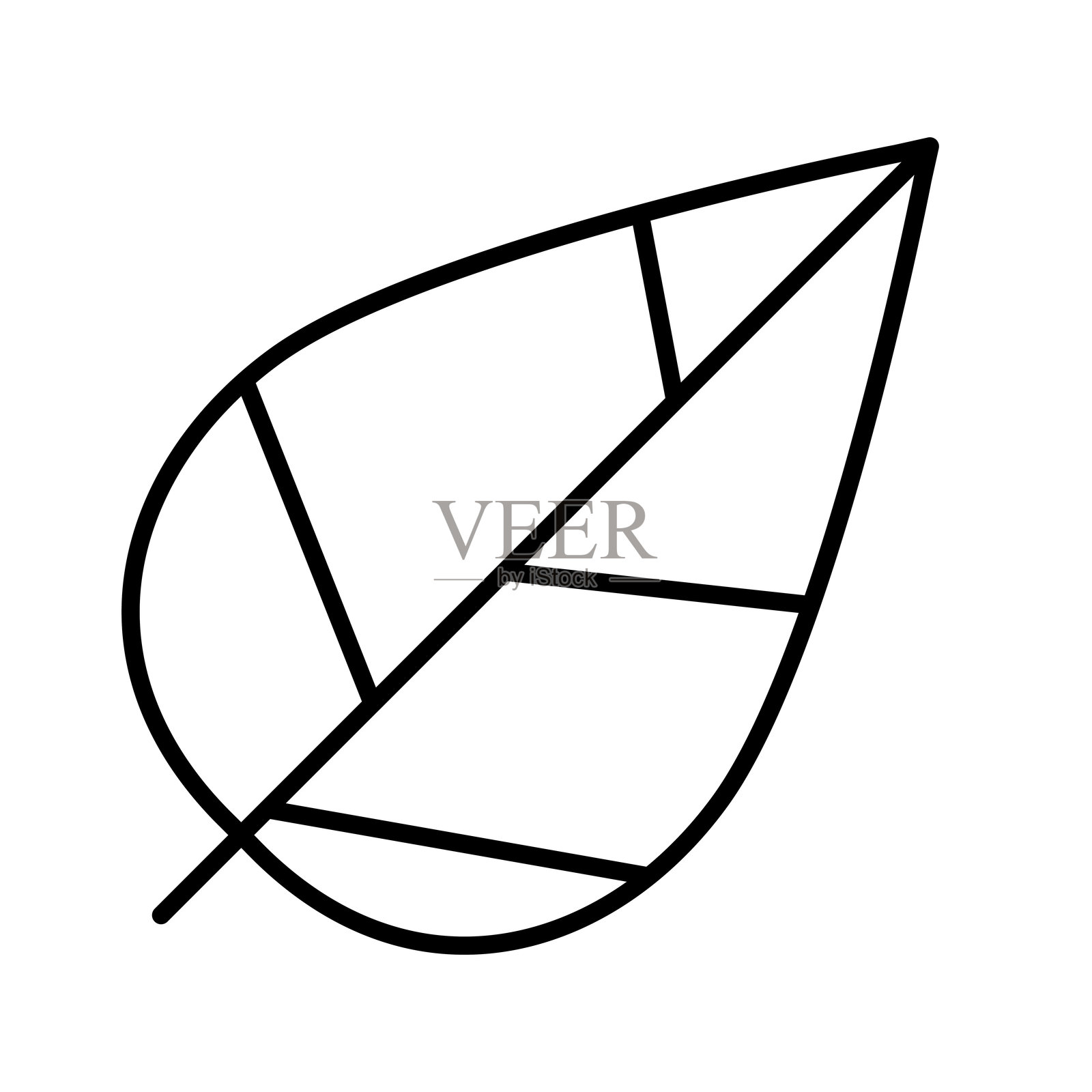 细线条风格的树叶图标矢量图插画图片素材