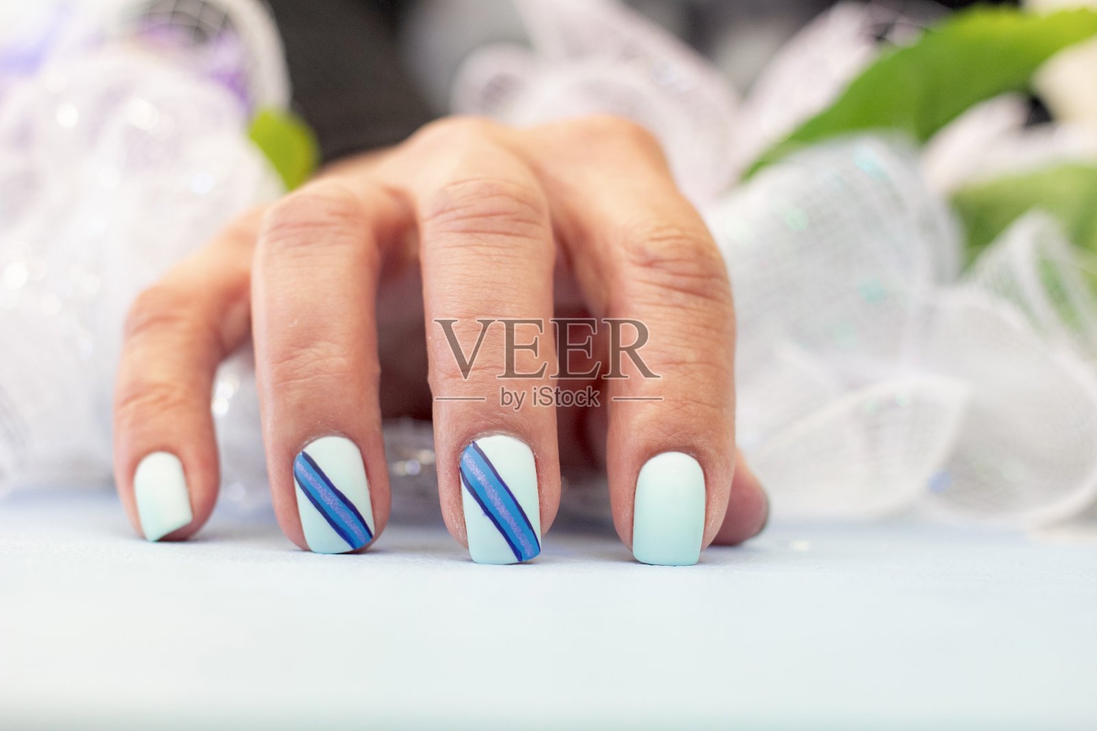 夏季灵感的美甲设计照片摄影图片