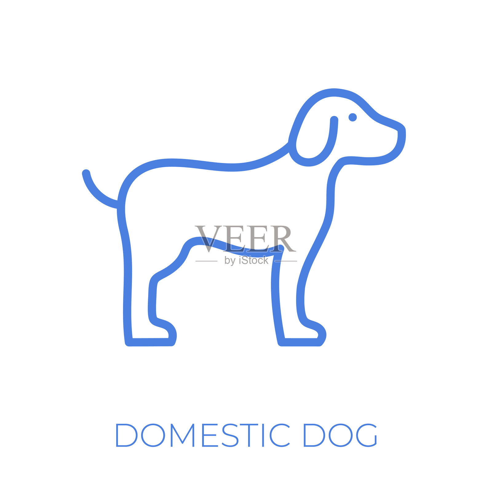 可编辑线条的家犬矢量插图插画图片素材