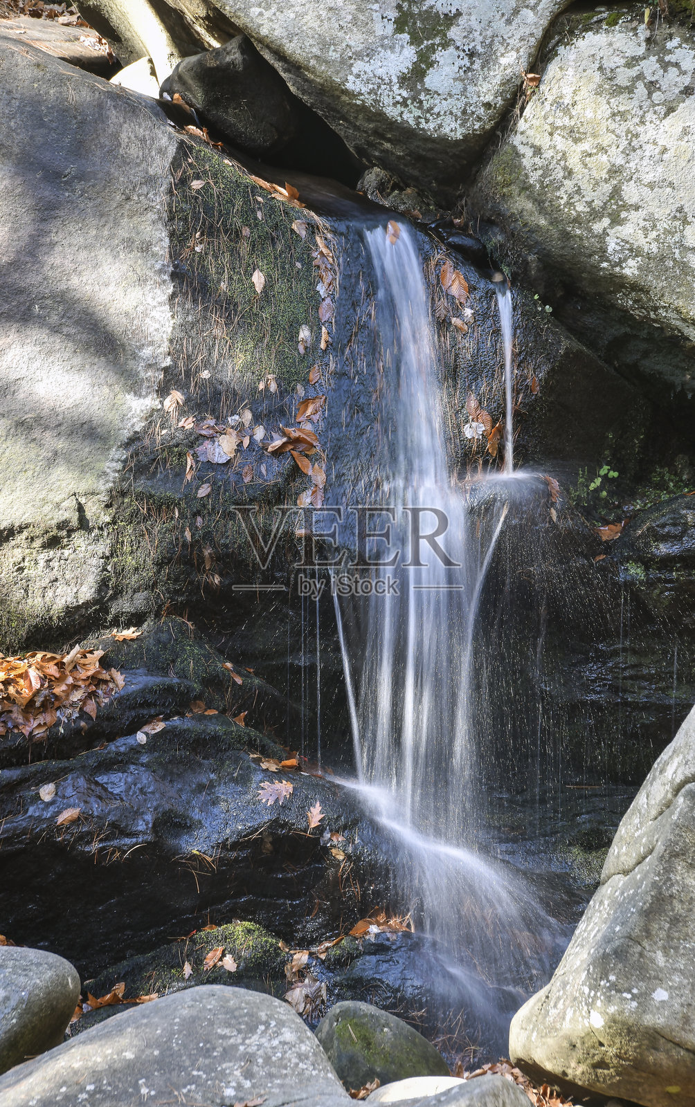 下午的阳光照射在陷阱瀑布的一部分照片摄影图片