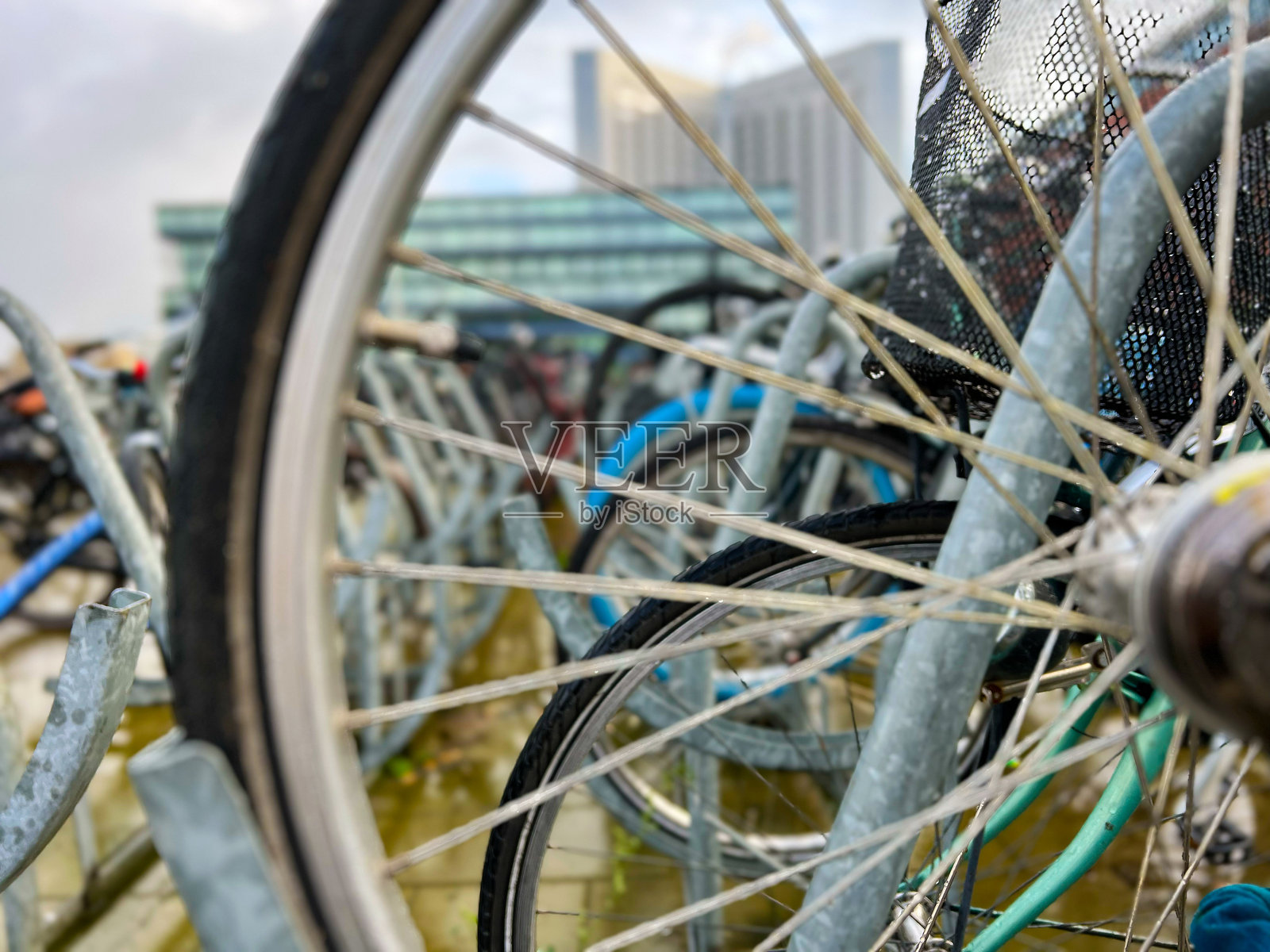 冬季车轮:自行车停车场喧嚣照片摄影图片