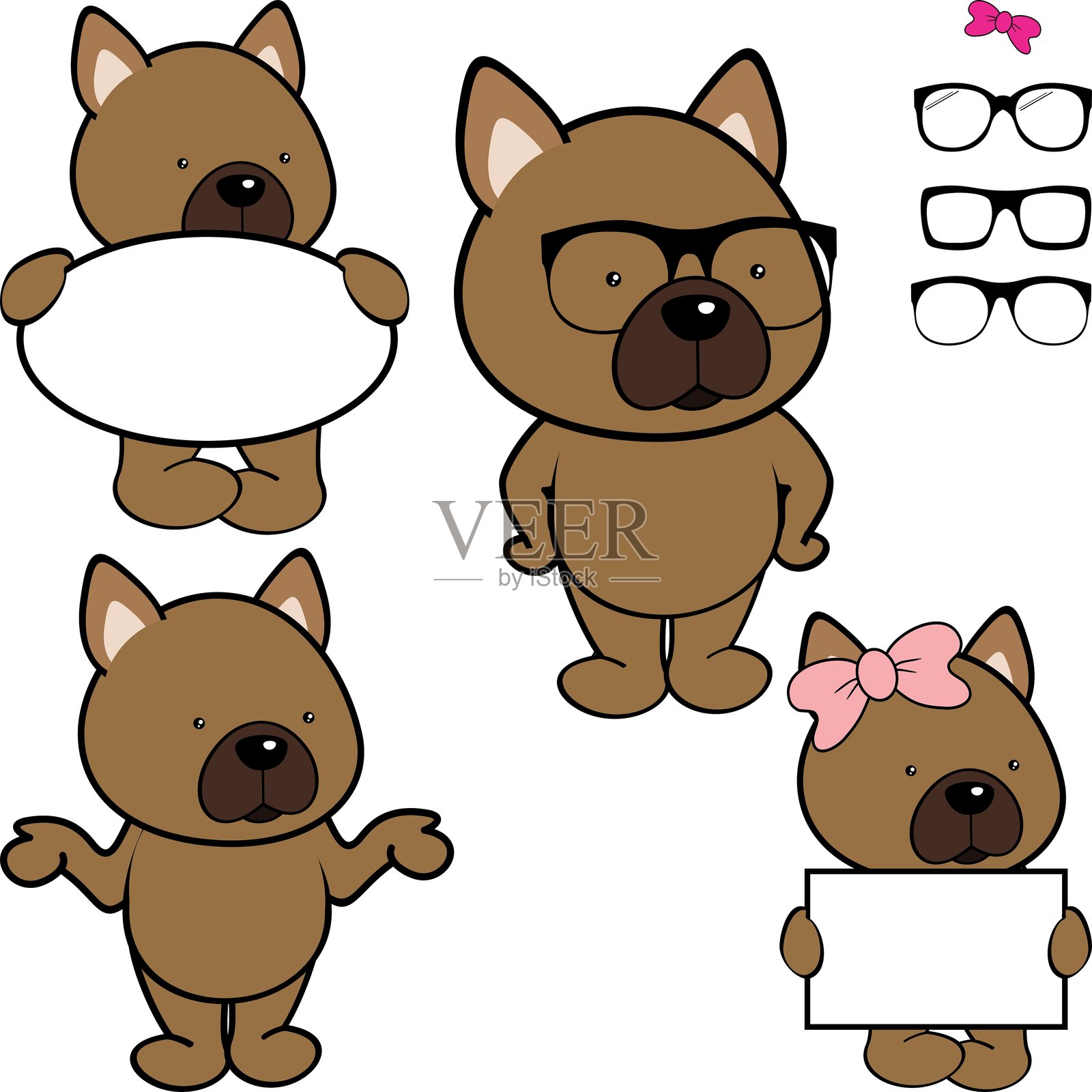 可爱狗狗卡通招牌包插画图片素材