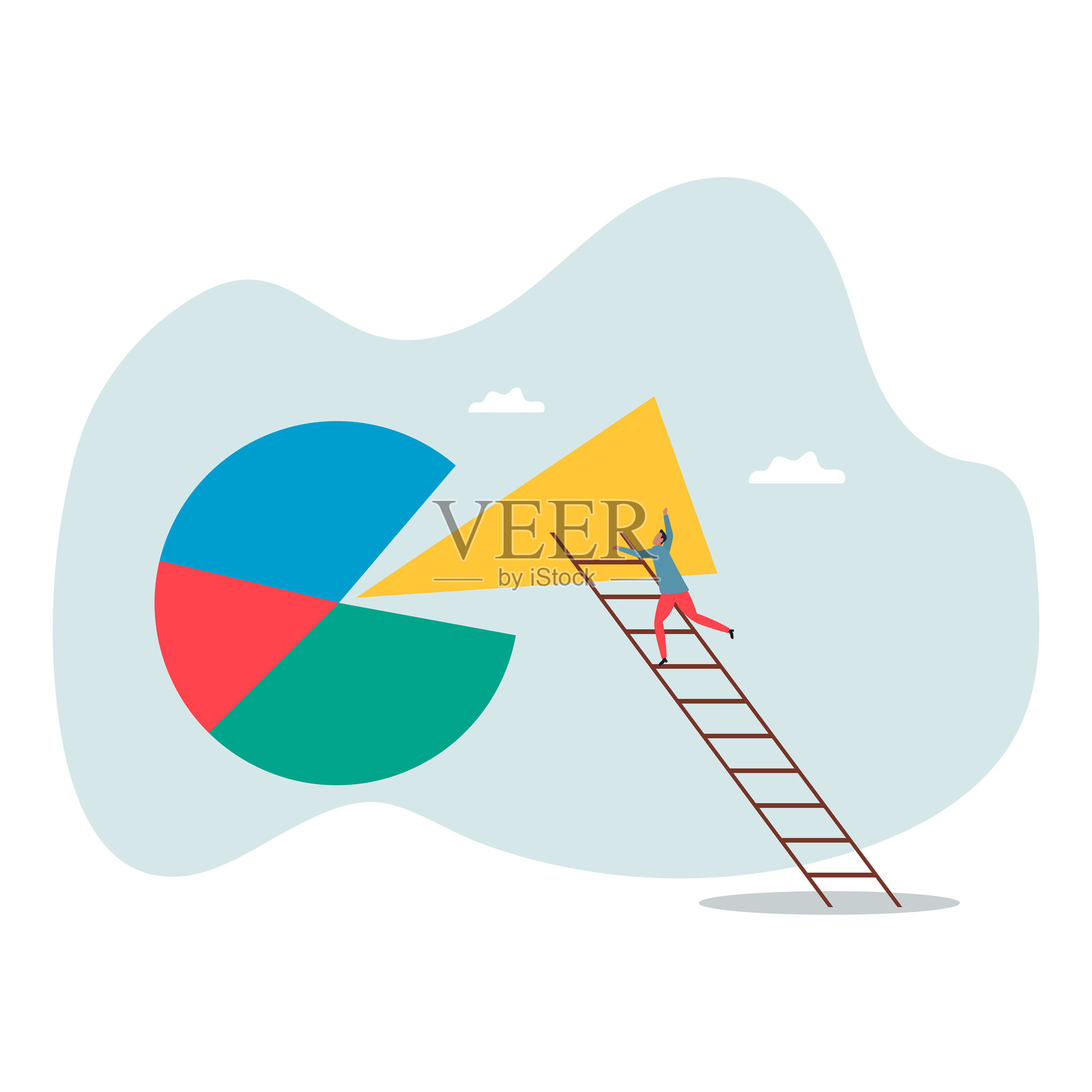 投资资产配置与再平衡：关于一个男人和他的生活。插画图片素材