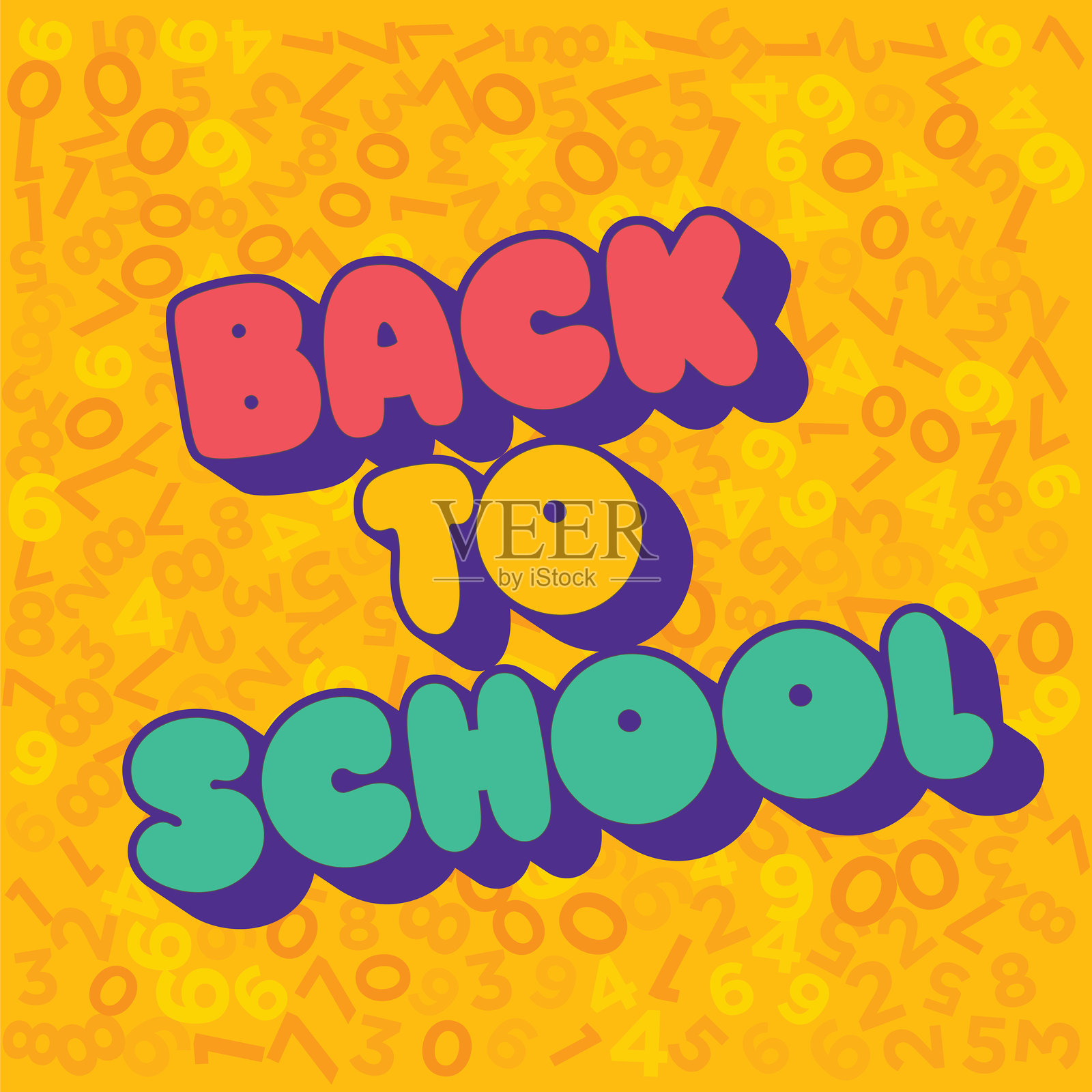 抽象数字背景上的返校字母。矢量库存插图。插画图片素材