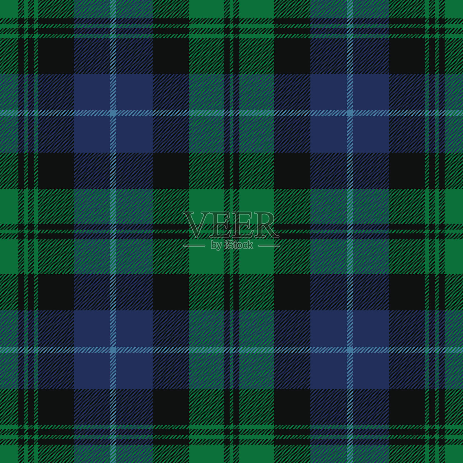 绿色和蓝色的苏格兰格子图案面料样本插画图片素材