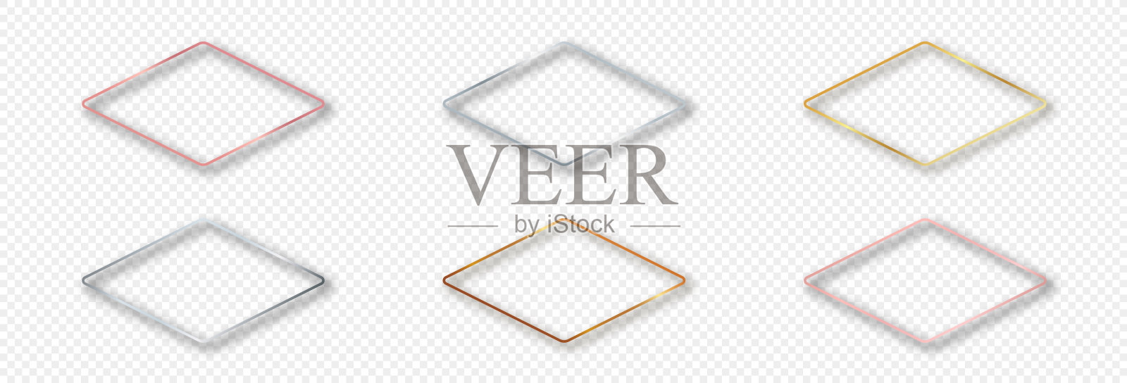 六个圆角菱形框的组合插画图片素材