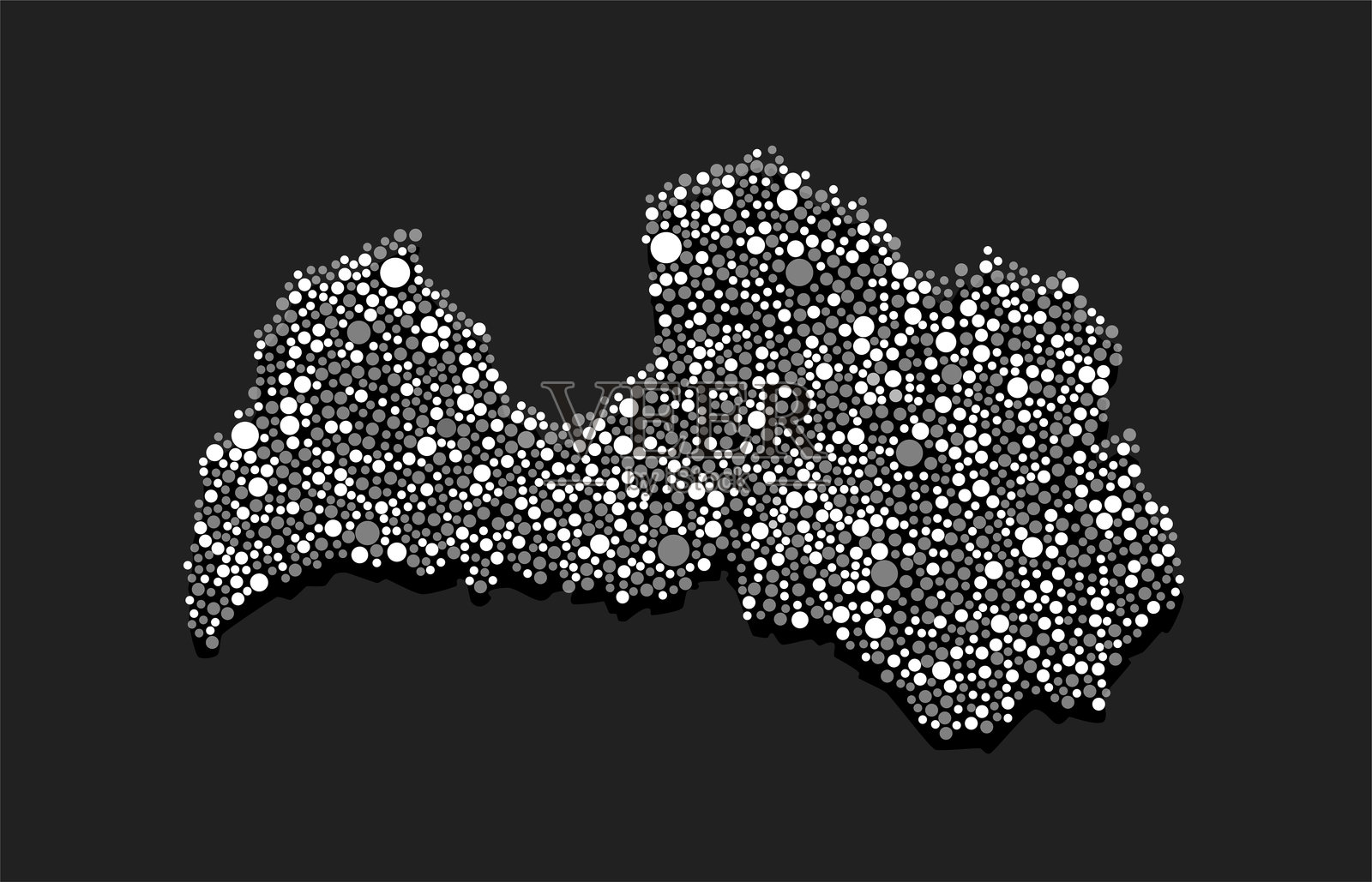 由随机点组成的拉脱维亚创意地图插画图片素材