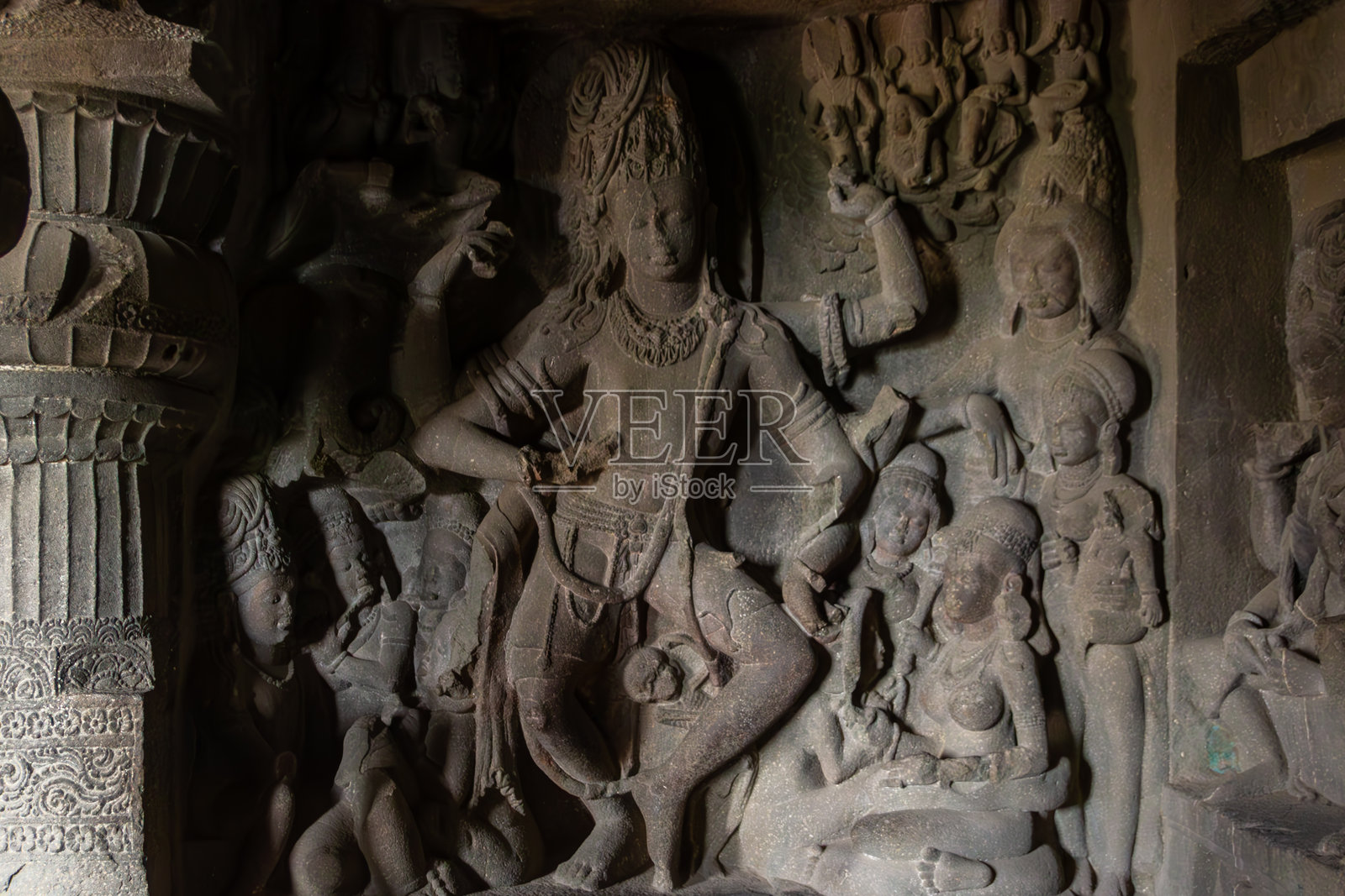 动态古代印度岩石雕刻照片摄影图片