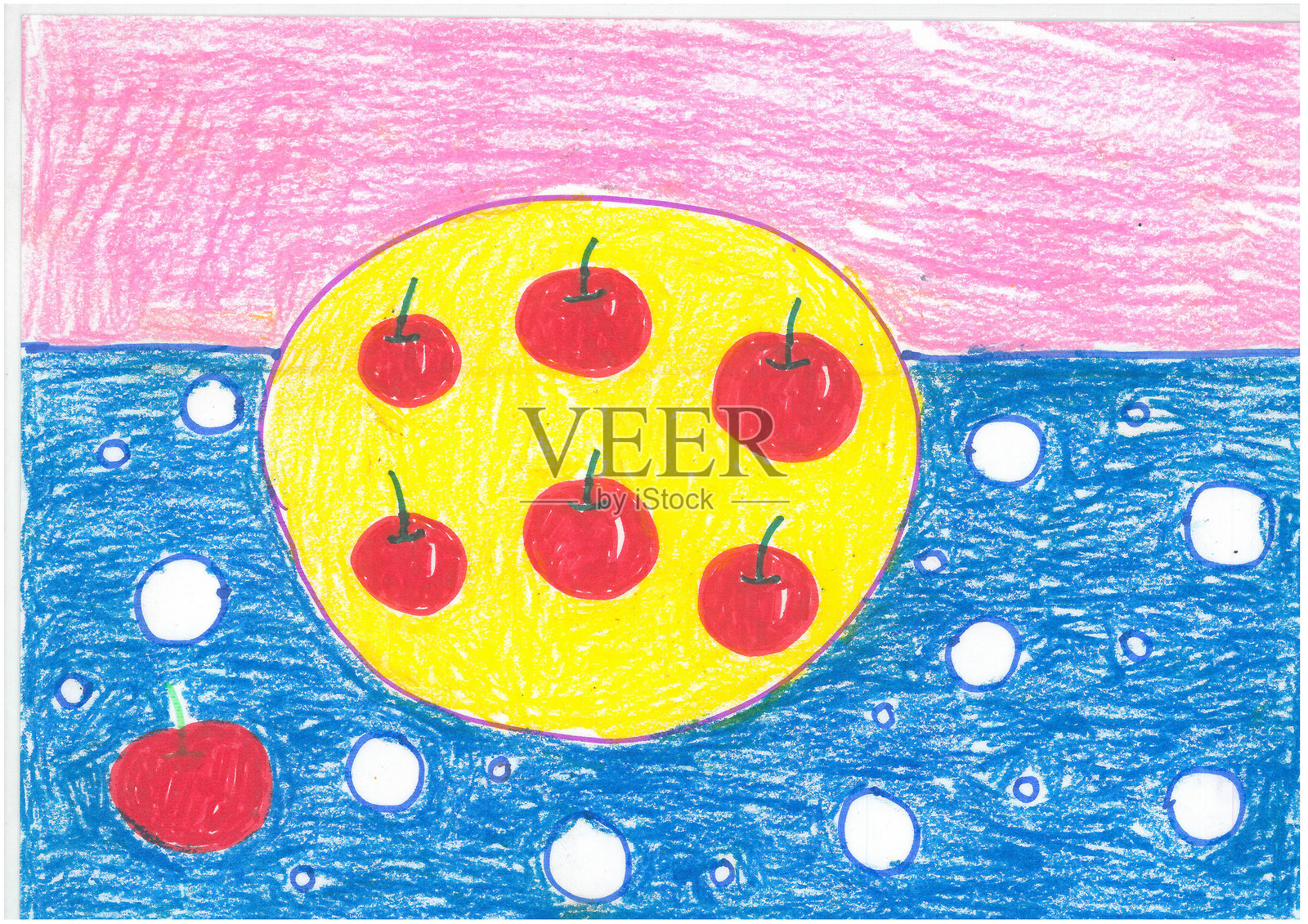 中国儿童的绘画作品插画图片素材