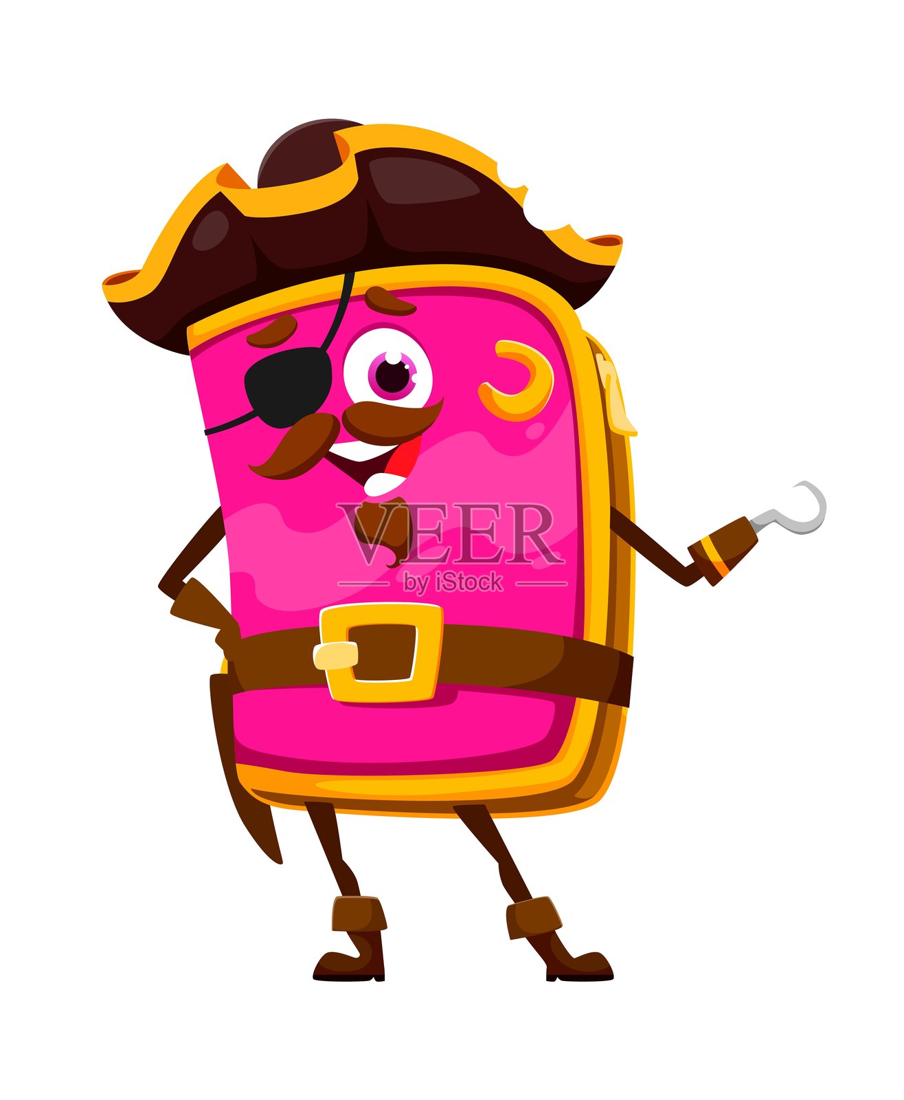 卡通学校文具盒教育海盗船员插画图片素材