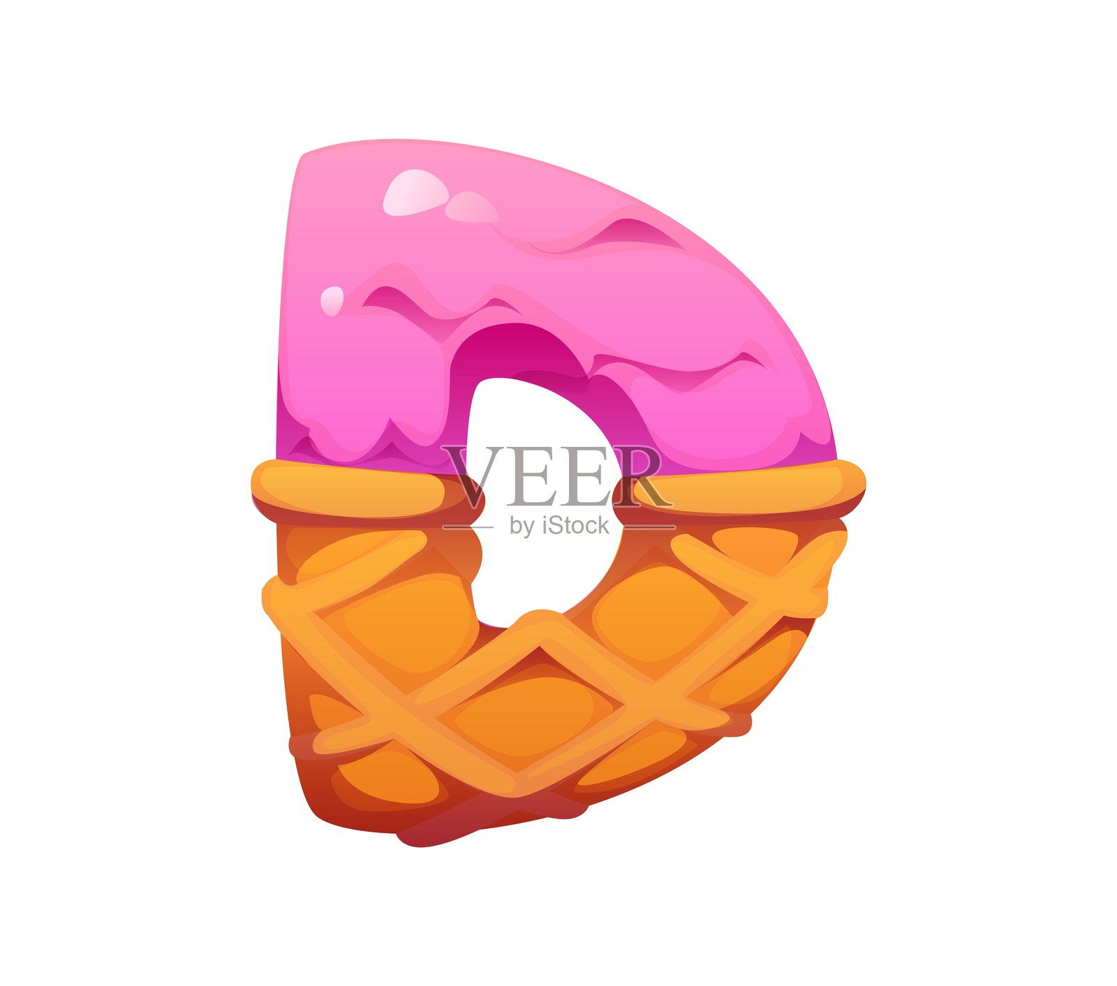 卡通字母D冰淇淋字体或甜点类型插画图片素材