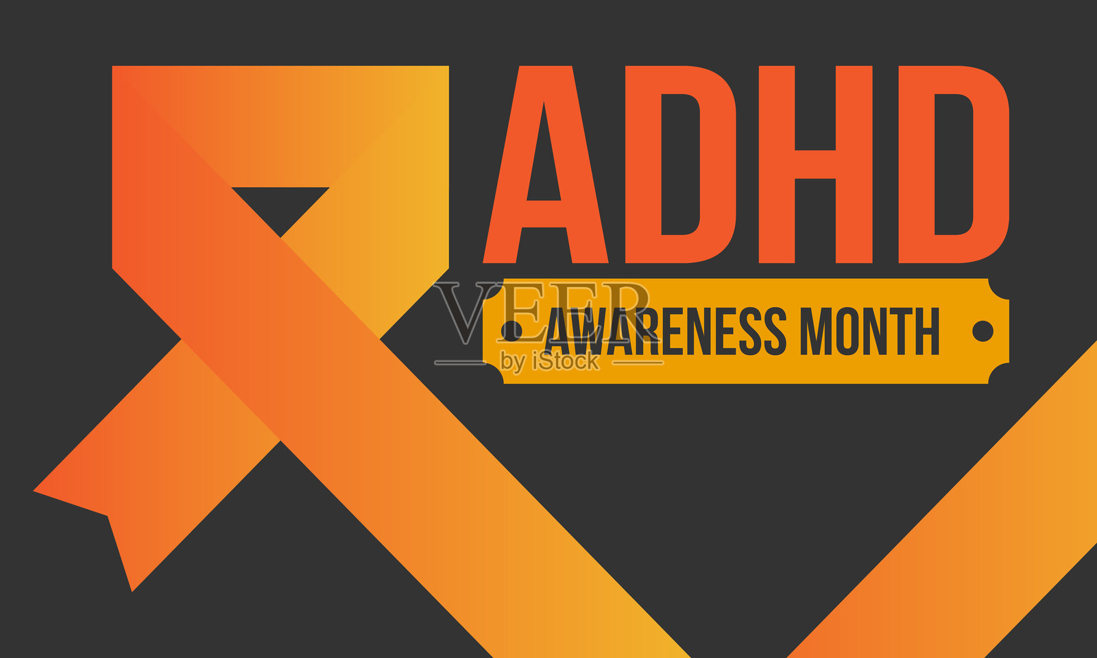 十月是注意力缺陷多动障碍（ADHD）意识月。在美国每年庆祝。健康护理概念。海报、贺卡、横幅和背景。矢量插图。插画图片素材